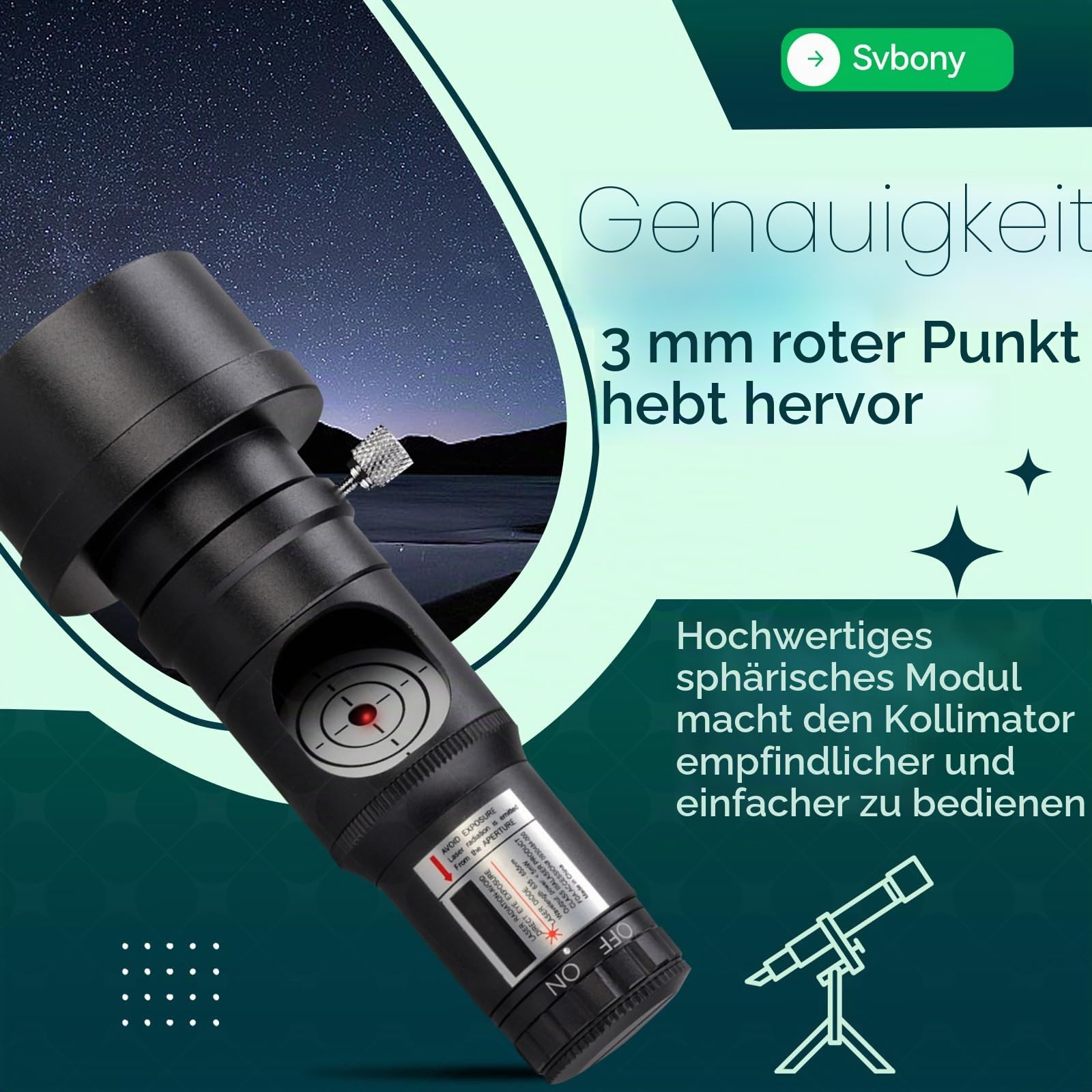 SVBONY SV121 Kollimator 1,25 Zoll 7 Stufen Justage