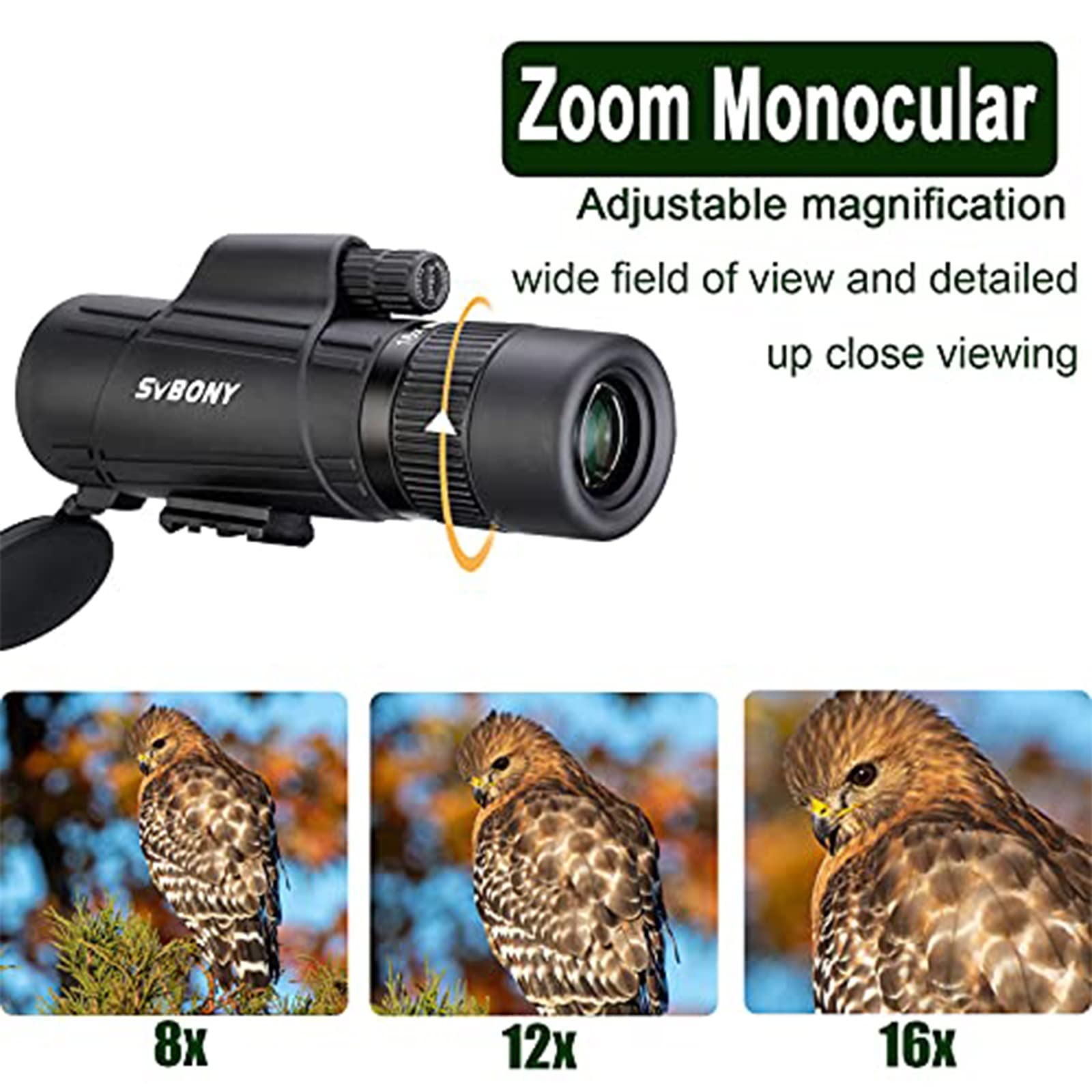 SVBONY SV302 8-16x42 Zoom-Monokular BAK4 wasserdicht