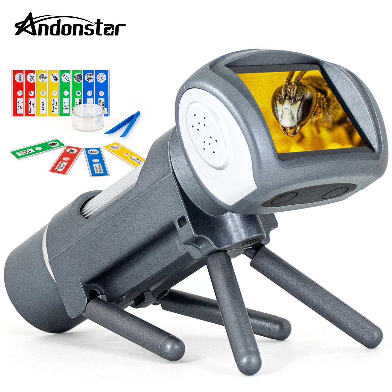 Andonstar AD012 Kindermikroskop 2 Zoll 300x Akku tragbar