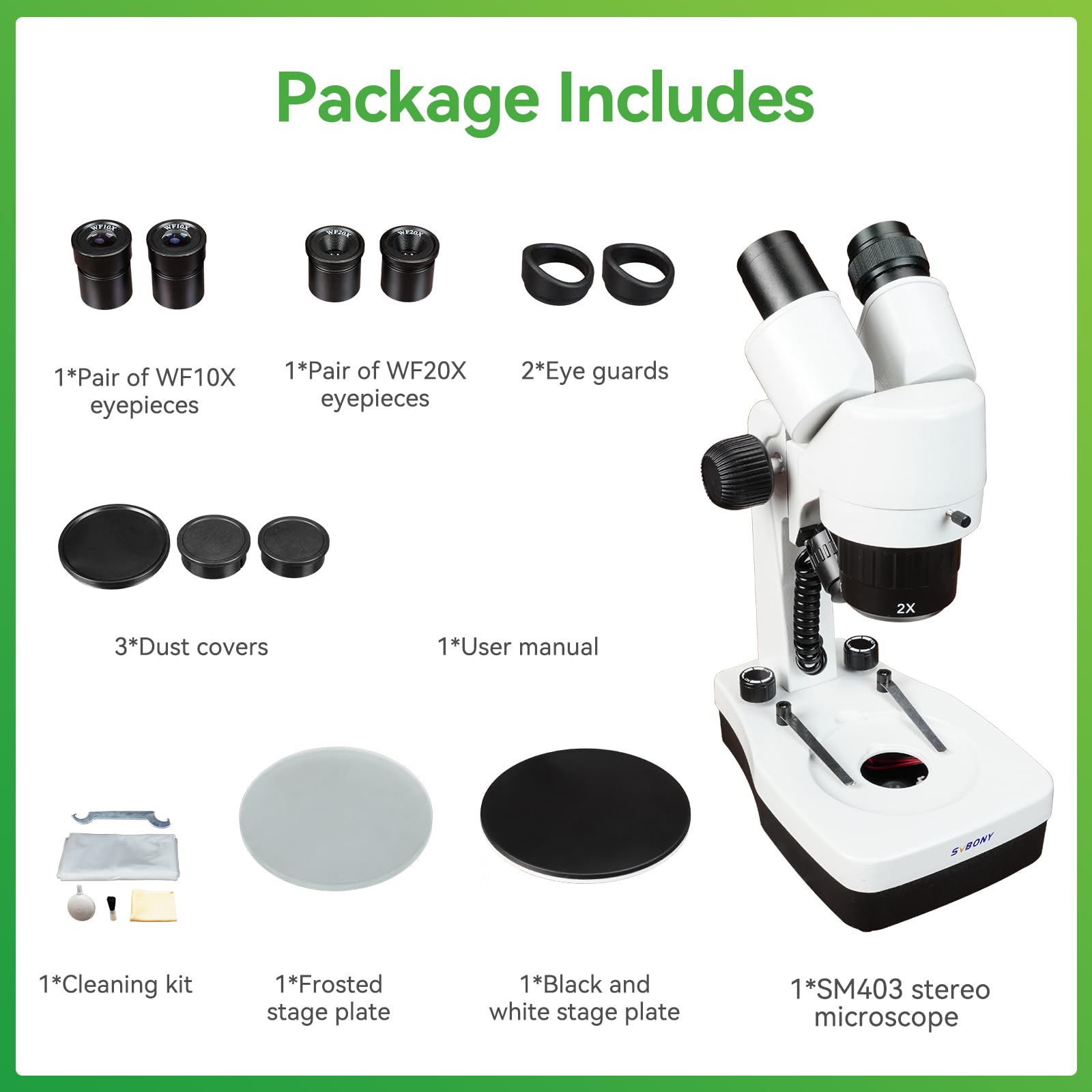 SVBONY SM403 20x-80x Stereomikroskop LED Auf-/Durchlicht