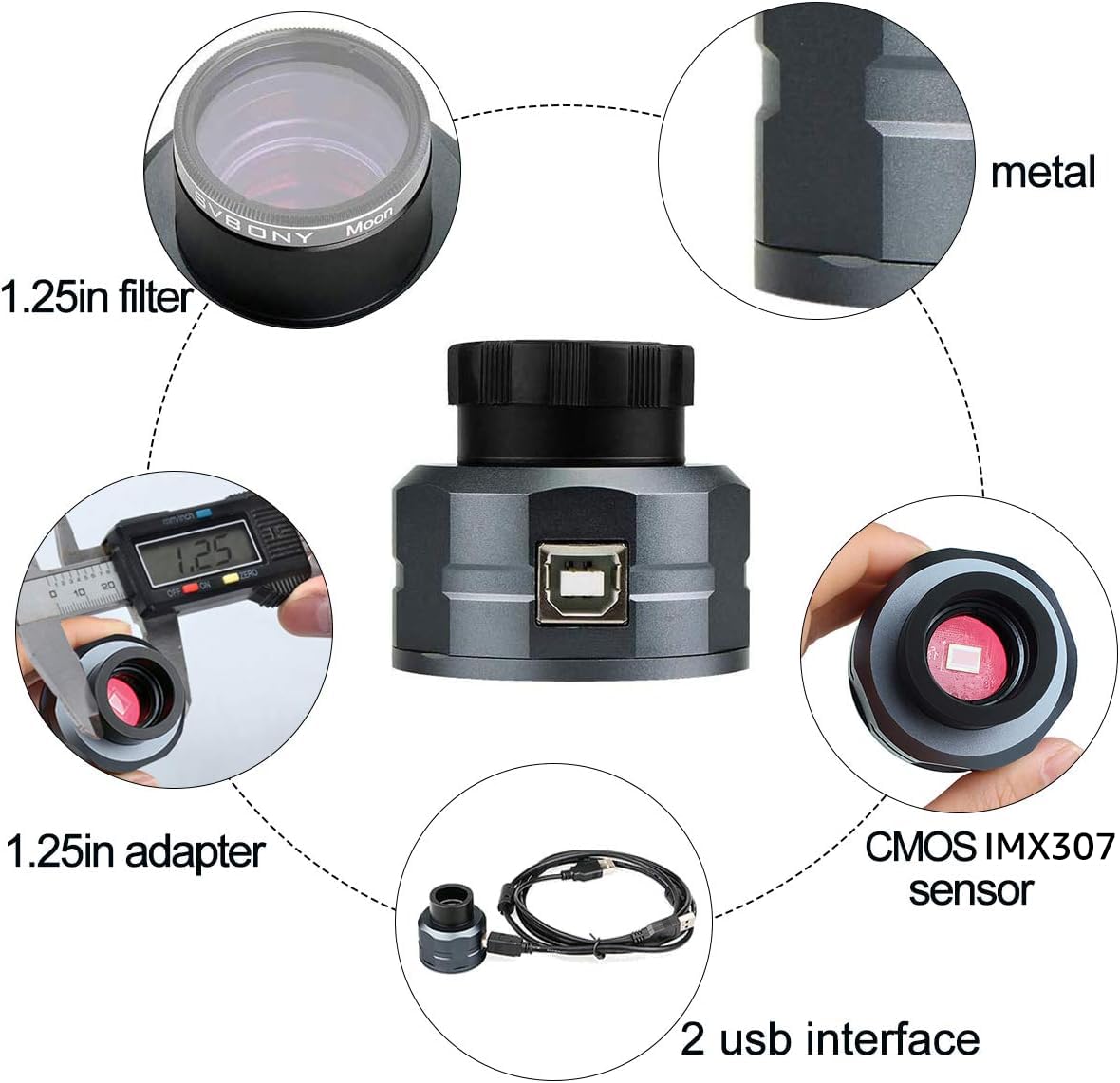 Svbony SV105 Teleskop-Kamera 1,25 Zoll 2MP USB2.0