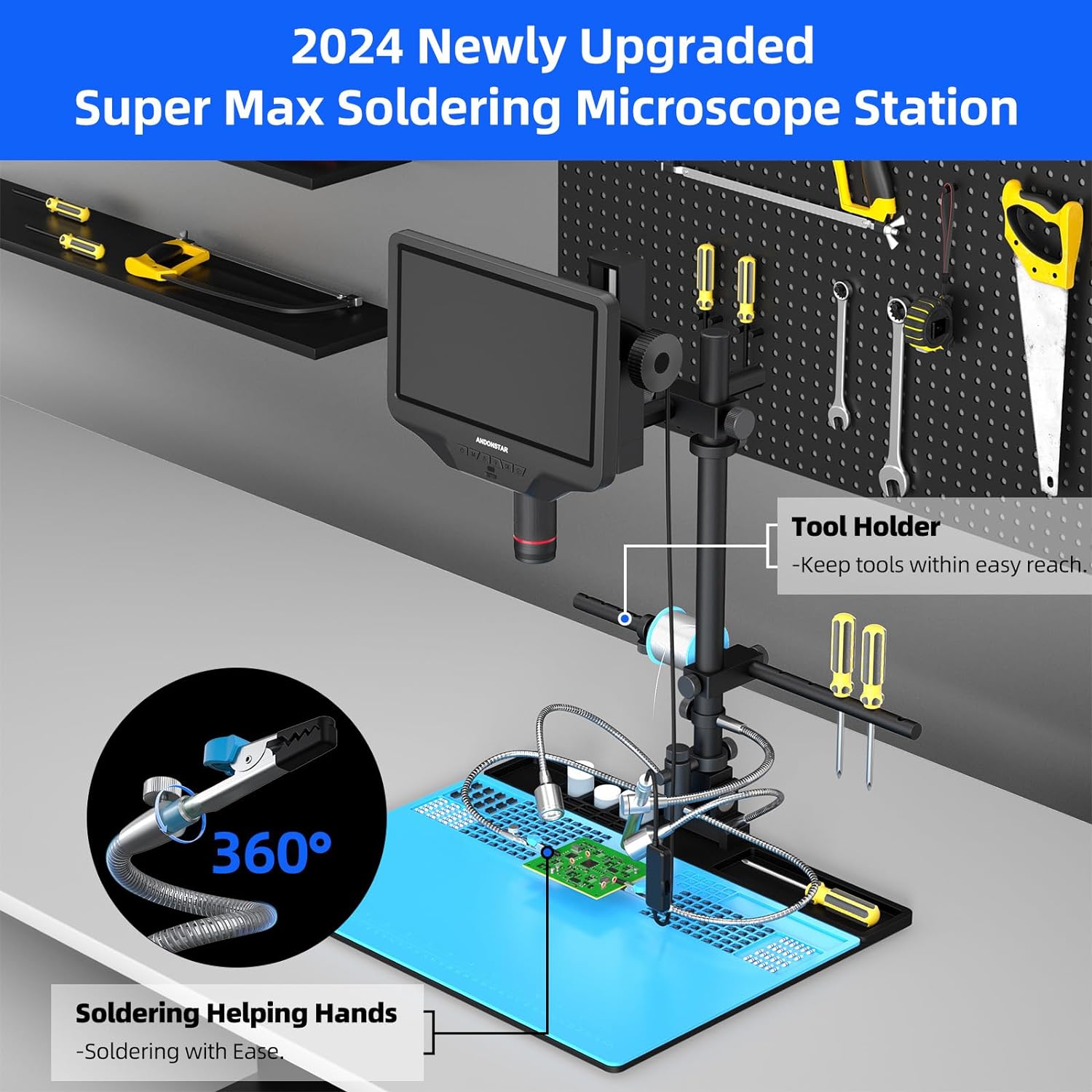 Andonstar AD409 Max Digitalmikroskop 10 Zoll HDMI Endoskop Löten