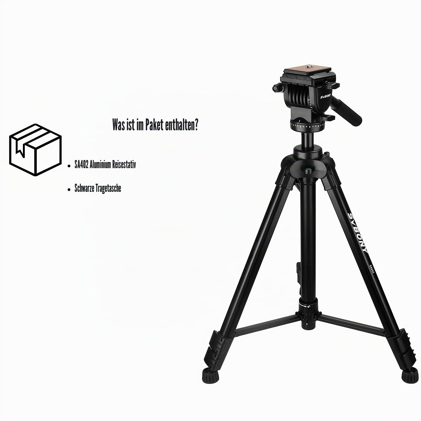 SVBONY SA402 Kamerastativ Fluid Head Alu 164cm