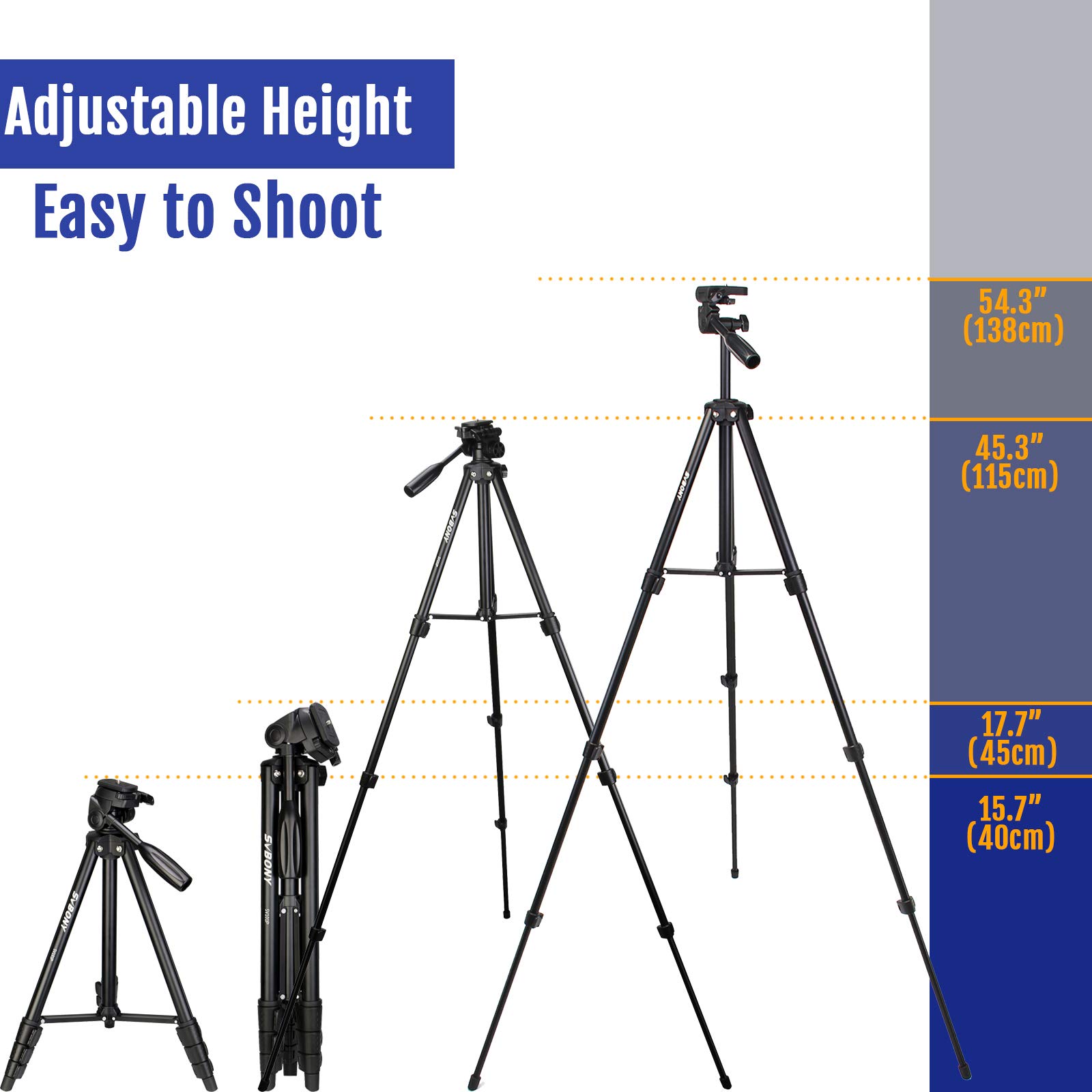 SVBONY SV101P Stativ 40-138cm Alu 3-Wege-Neiger