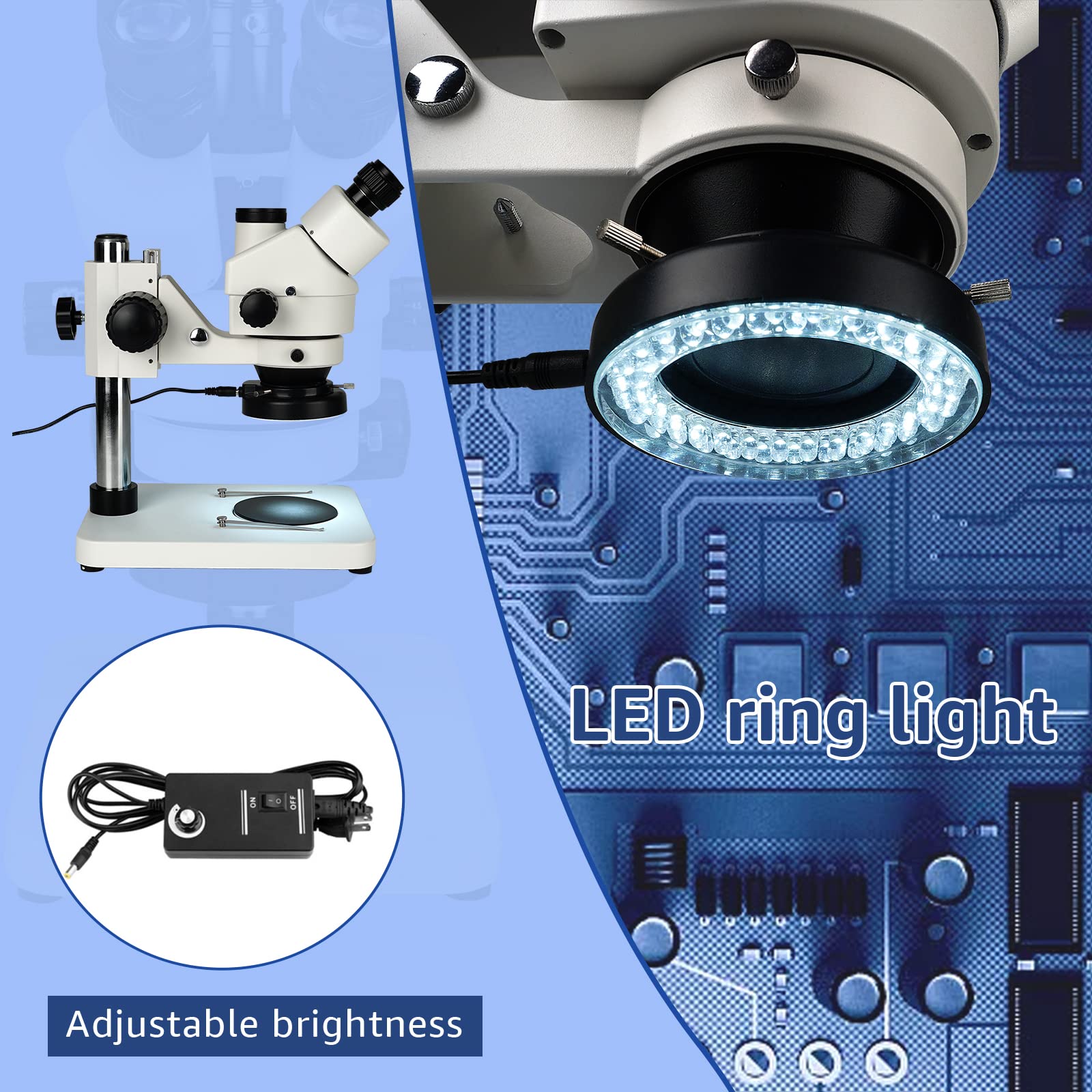 Svbony SM402 Stereomikroskop Trinokular 7x-45x LED Ringlicht