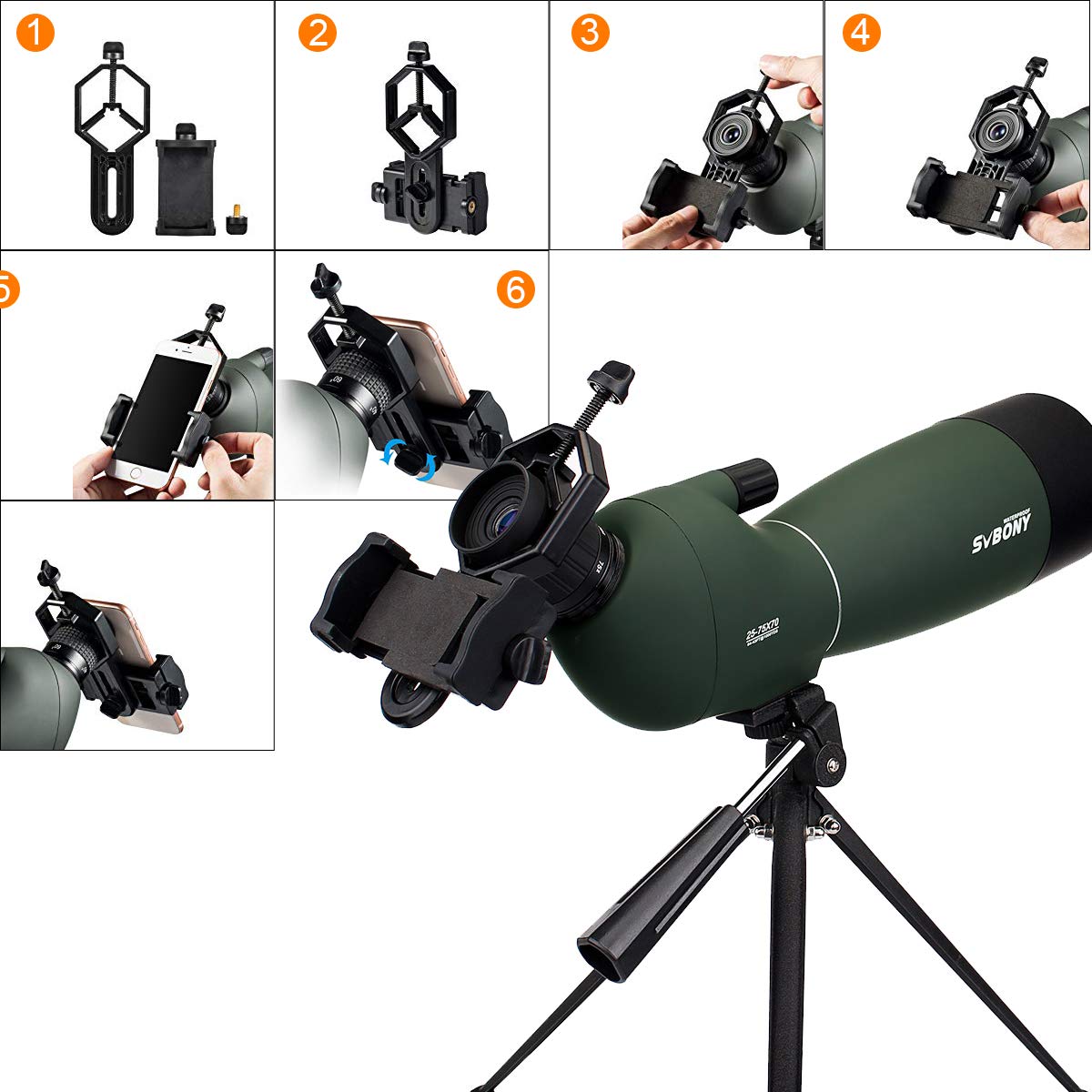 Svbony SV28 HD Spektiv 25-75x70 Grün mit Stativ