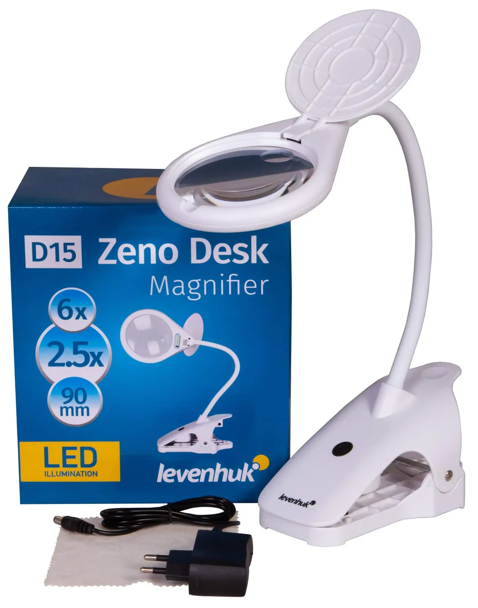 Levenhuk Zeno Desk D15 Tischlupe LED Klemme 2,5x 6x