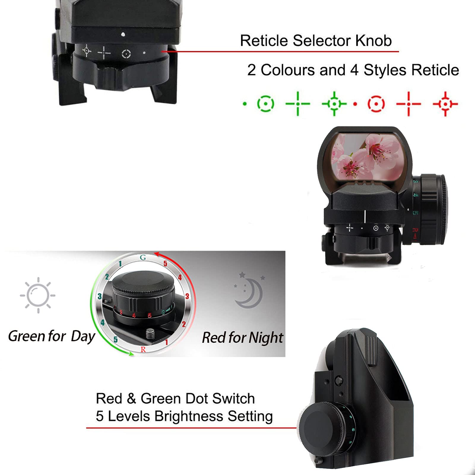 SVBONY Red Dot Visier 20mm Reflexvisier Rot Grün