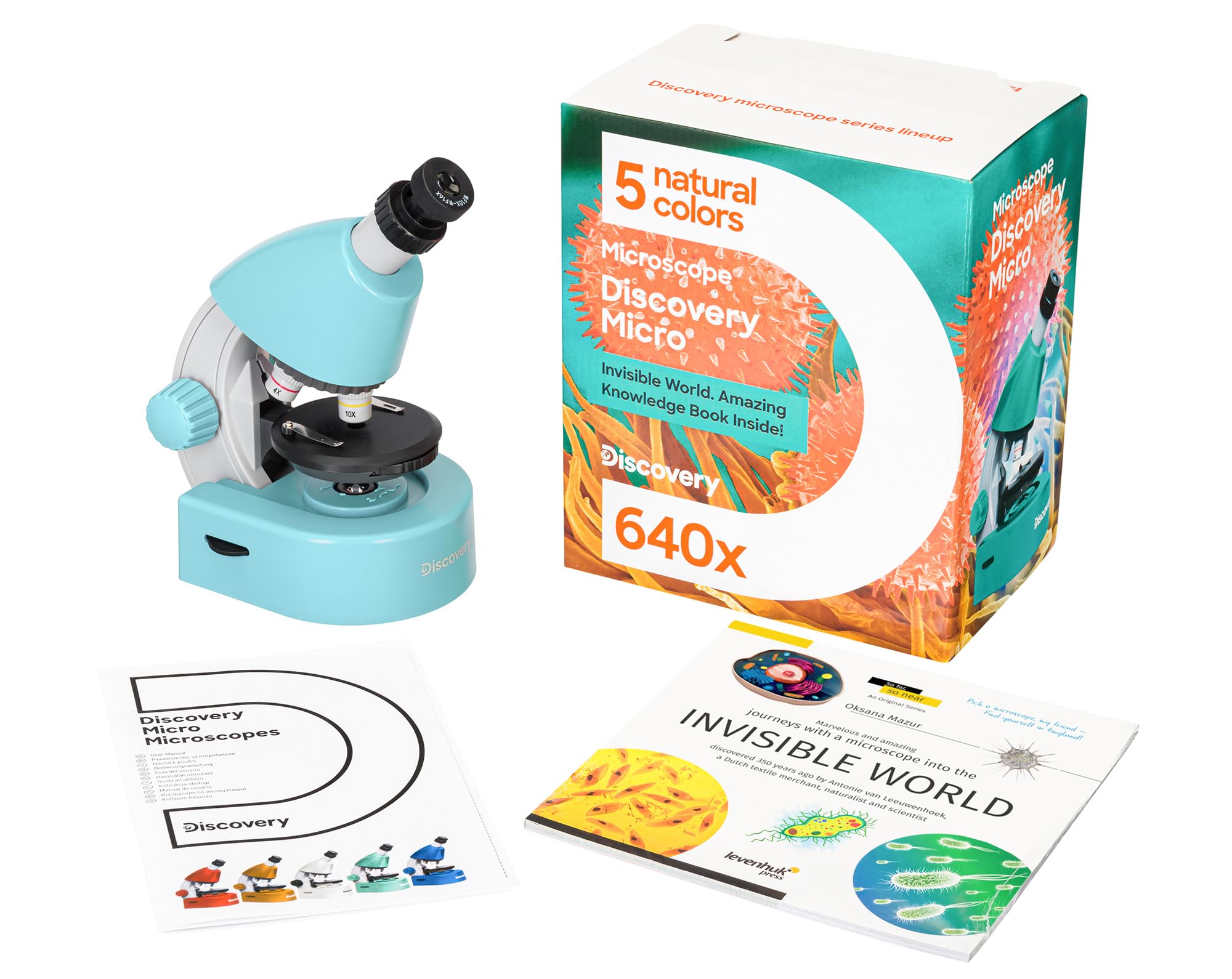 Levenhuk Discovery Micro Marine Mikroskop 40-640x Hellblau
