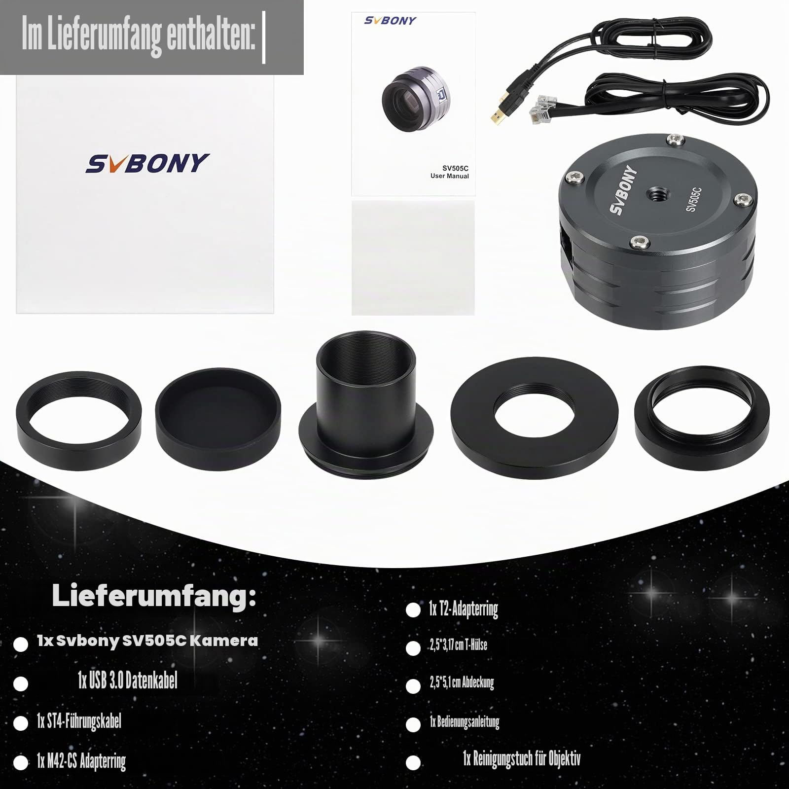 SVBONY SV505C Astrokamera IMX464 USB 3.0 Planetenkamera