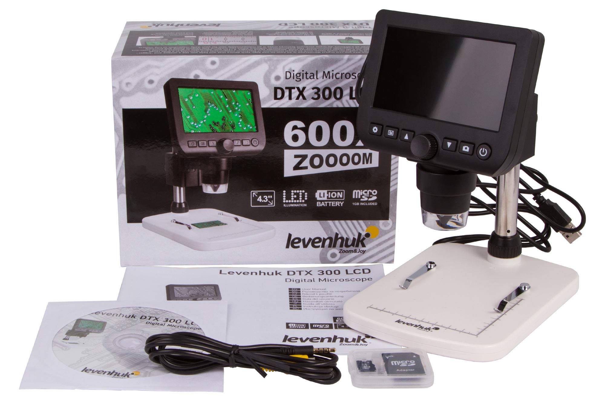 Levenhuk DTX 300 LCD Digitalmikroskop 20-600x mit 8 LEDs