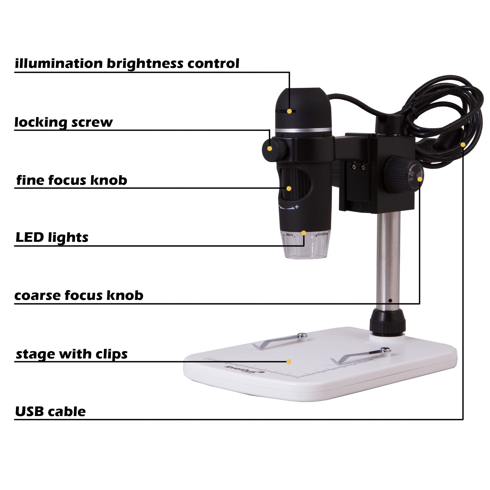Levenhuk DTX 90 Digitalmikroskop 10-300x 5MP LED Stativ