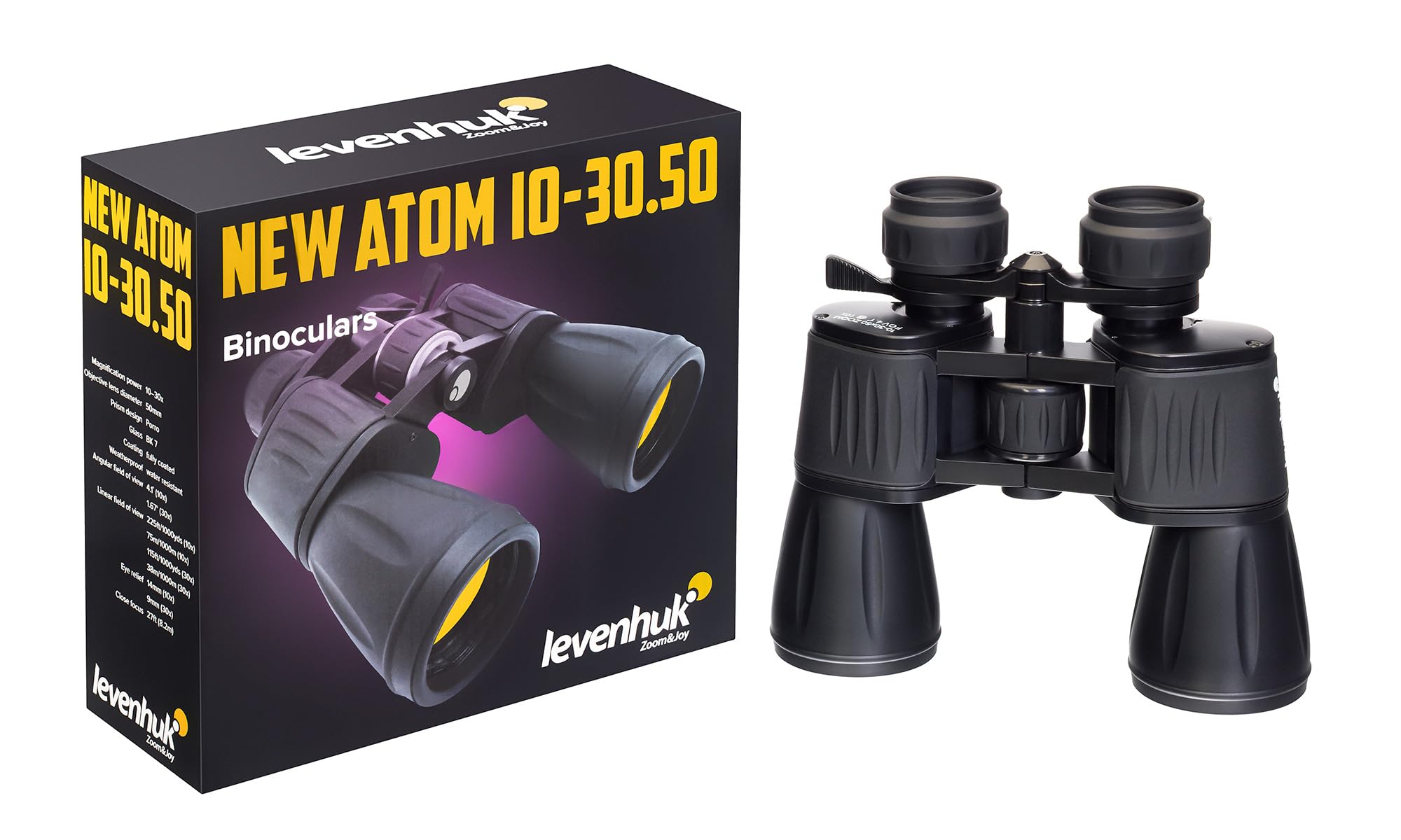 Levenhuk New Atom 10-30x50 Zoom-Fernglas mit BK-7