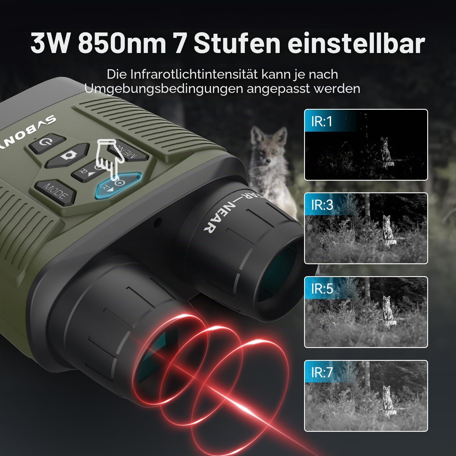 SVBONY SA206 Nachtsichtgerät 8X 300m 4K IR-Fernglas