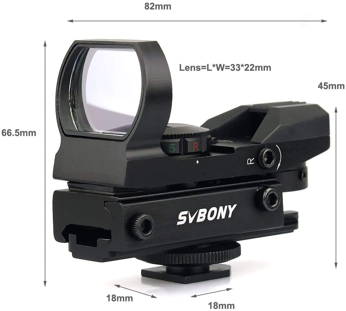 SVBONY Red Dot Visier 20/22mm Reflexvisier Metall 4 Absehen