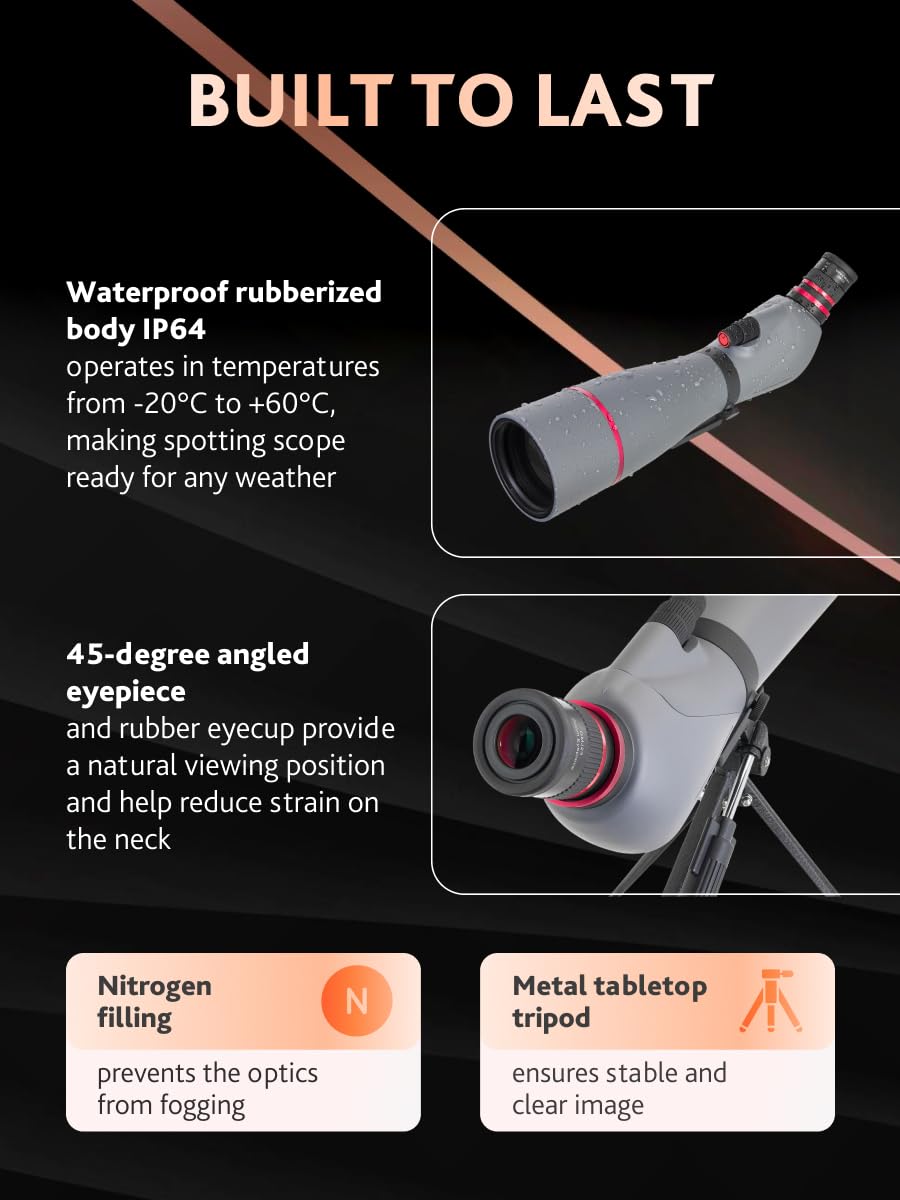 Levenhuk Blaze Plus 80 Spektiv 20-60x mit Stativ BK-7 Zoom
