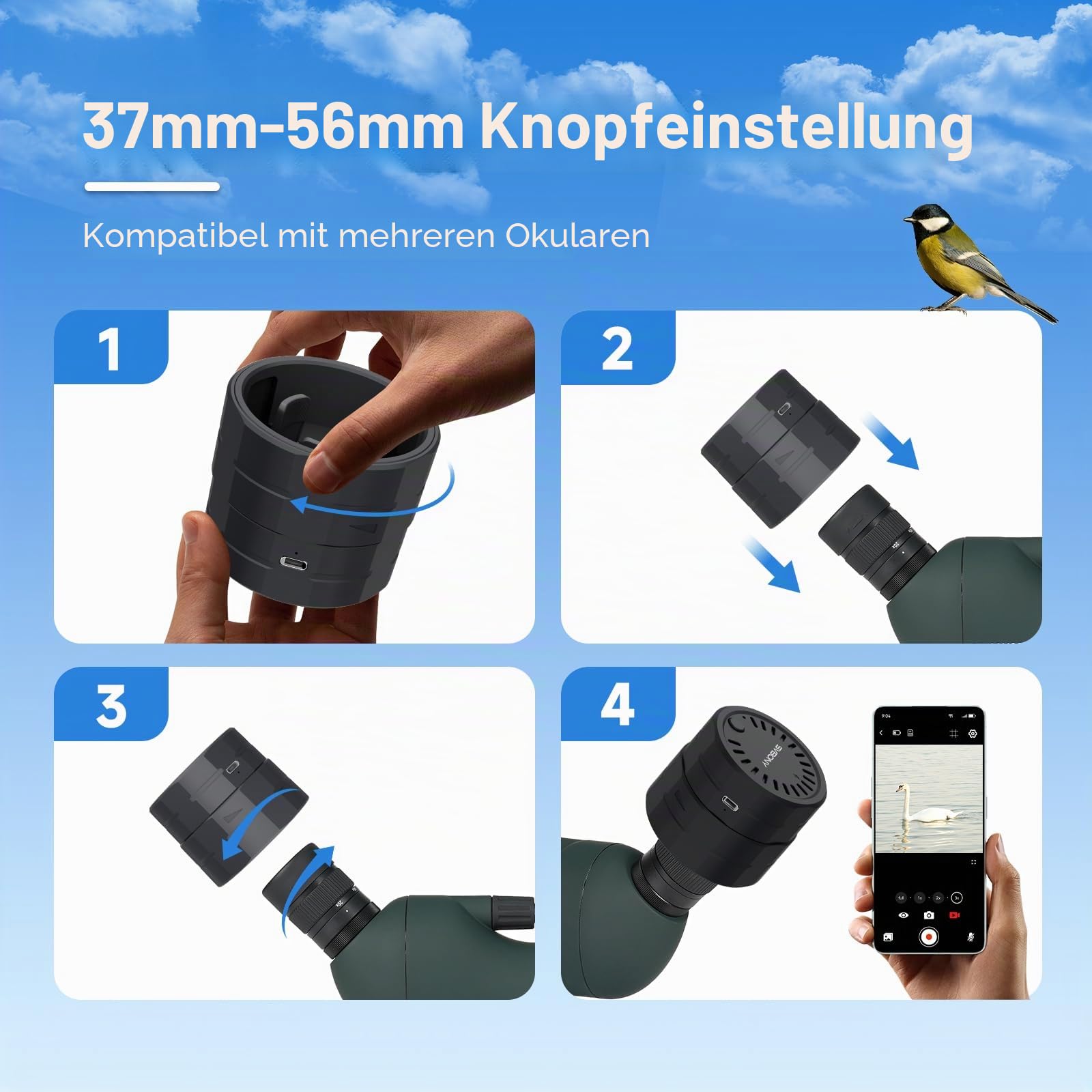 Svbony SV28 25-75x70 Spektiv mit WiFi-Kamera und Stativ