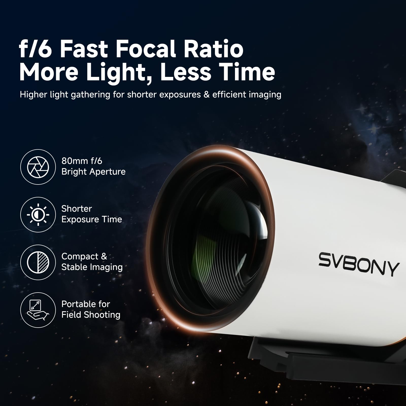 SVBONY SV530 80mm f/6 ED Refraktor-Teleskop Triplet