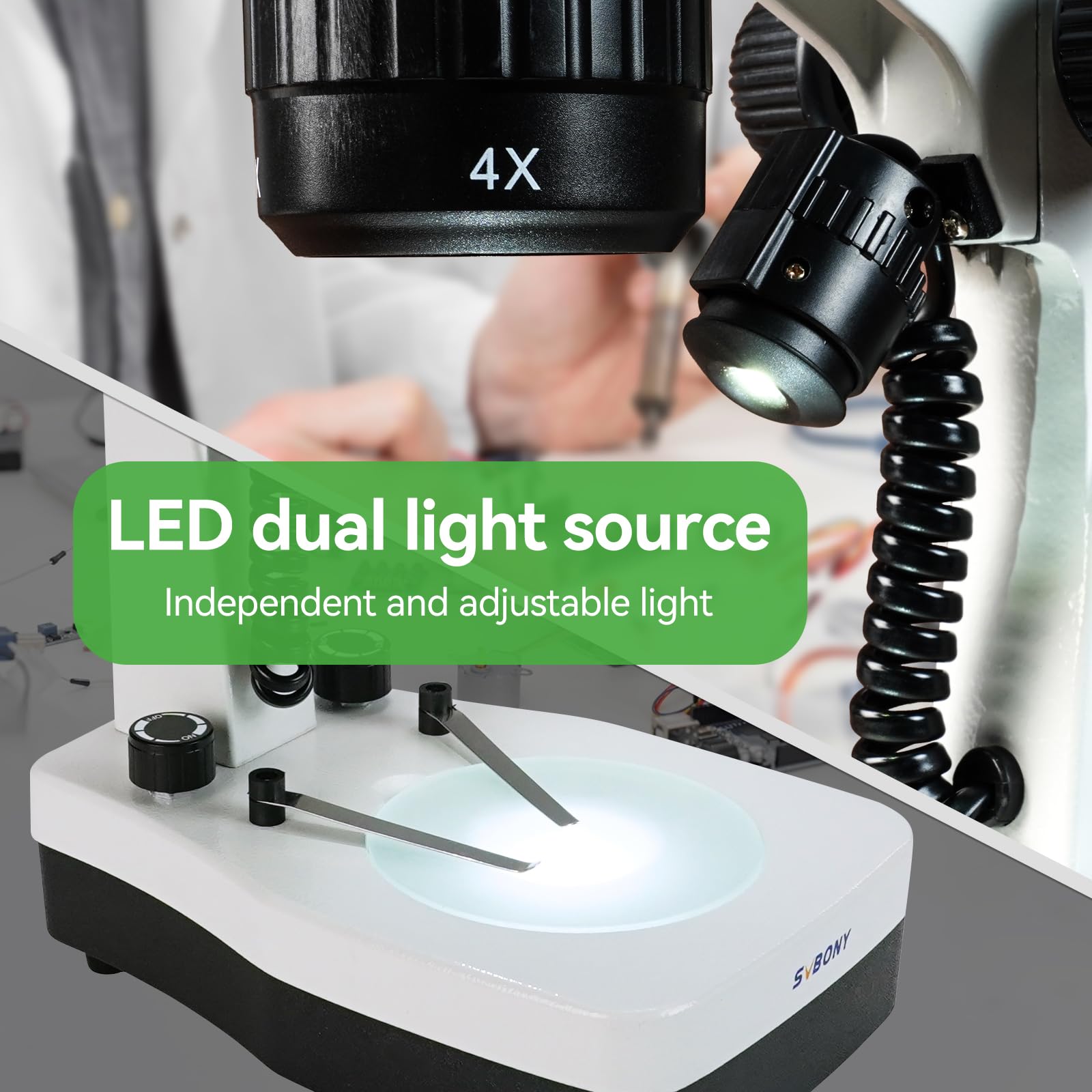 SVBONY SM403 20x-80x Stereomikroskop LED Auf-/Durchlicht