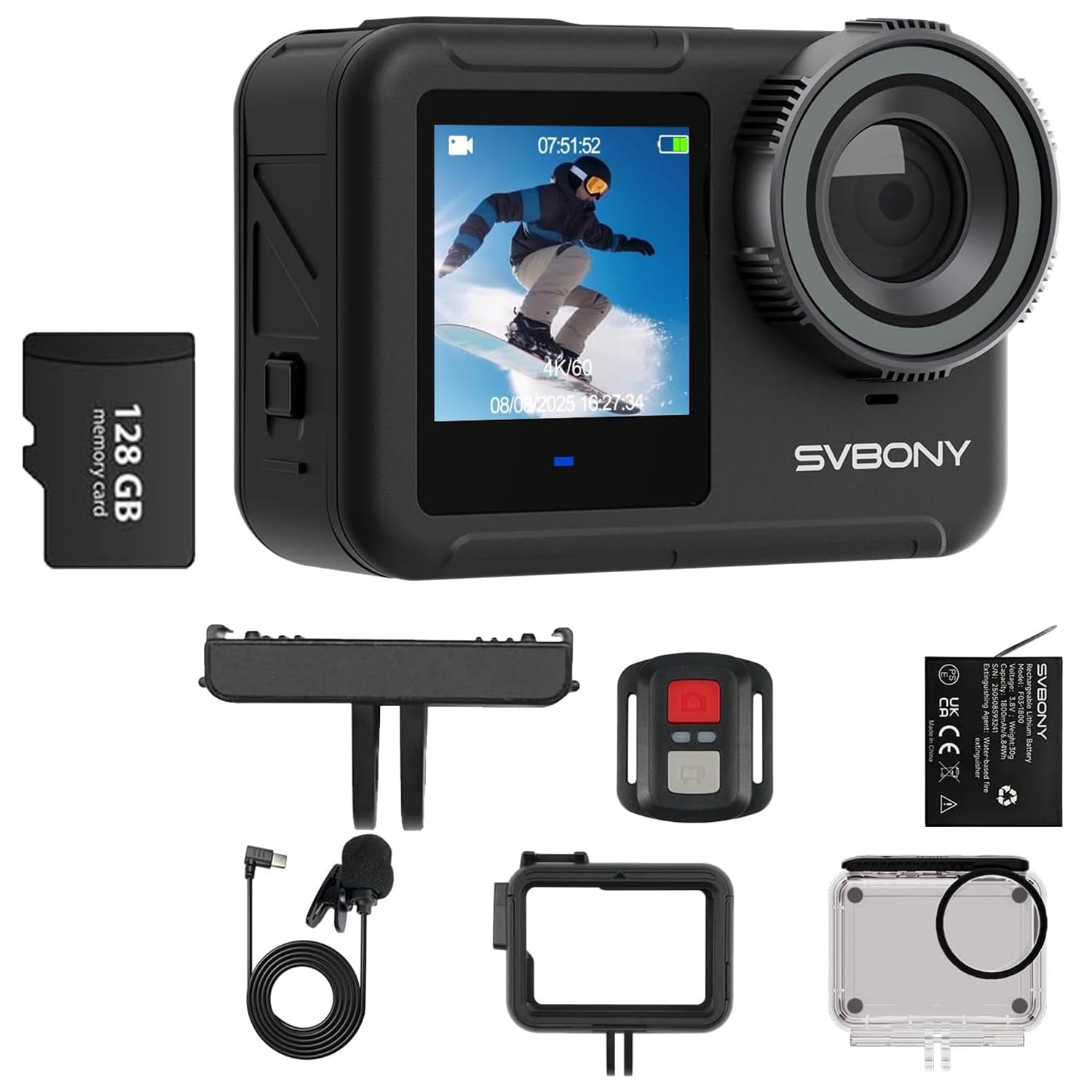 SVBONY SVGo3 4K Actioncam 128GB wasserdicht mit EIS