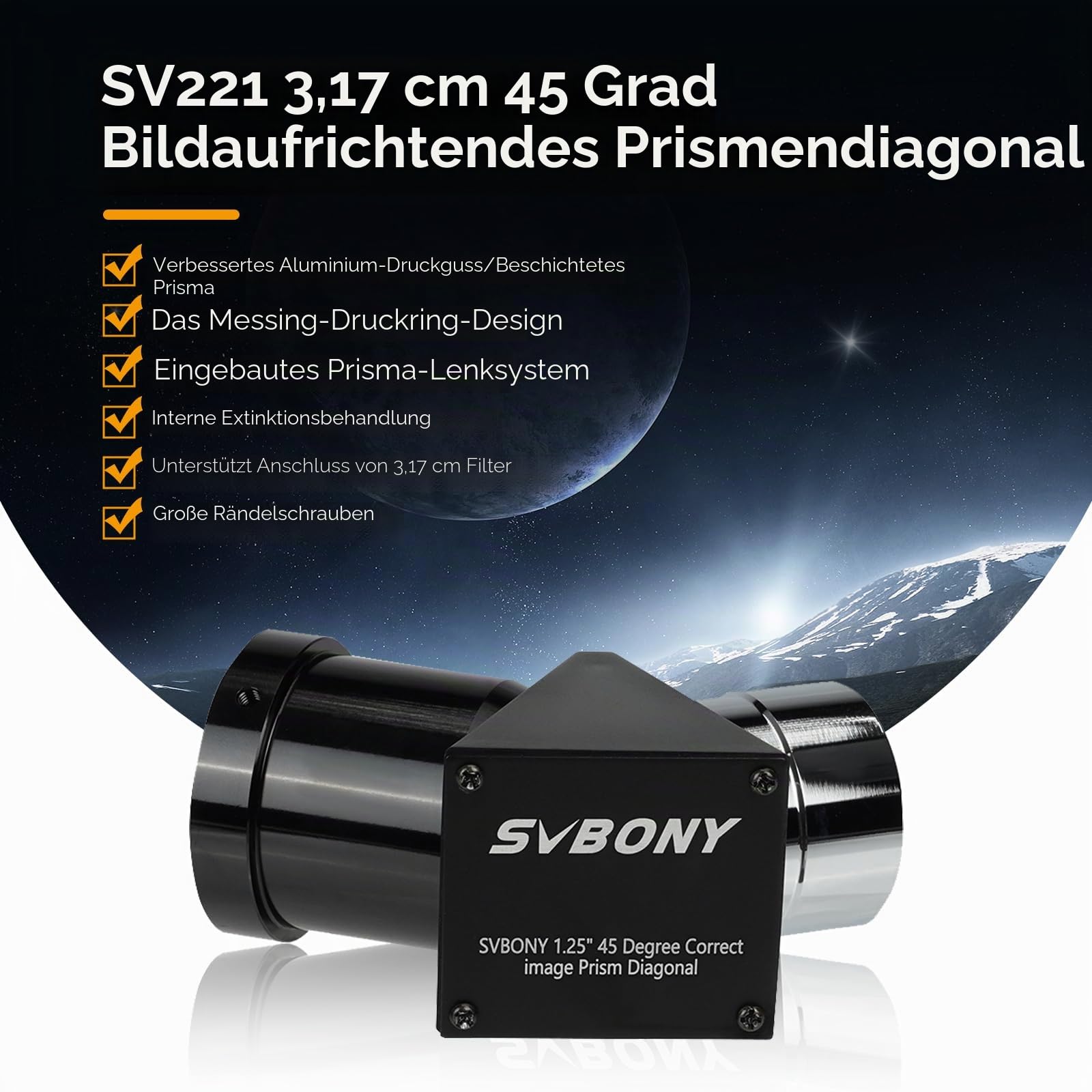 SVBONY SV221 Zenitspiegel 1,25" 45° Prisma aufrecht