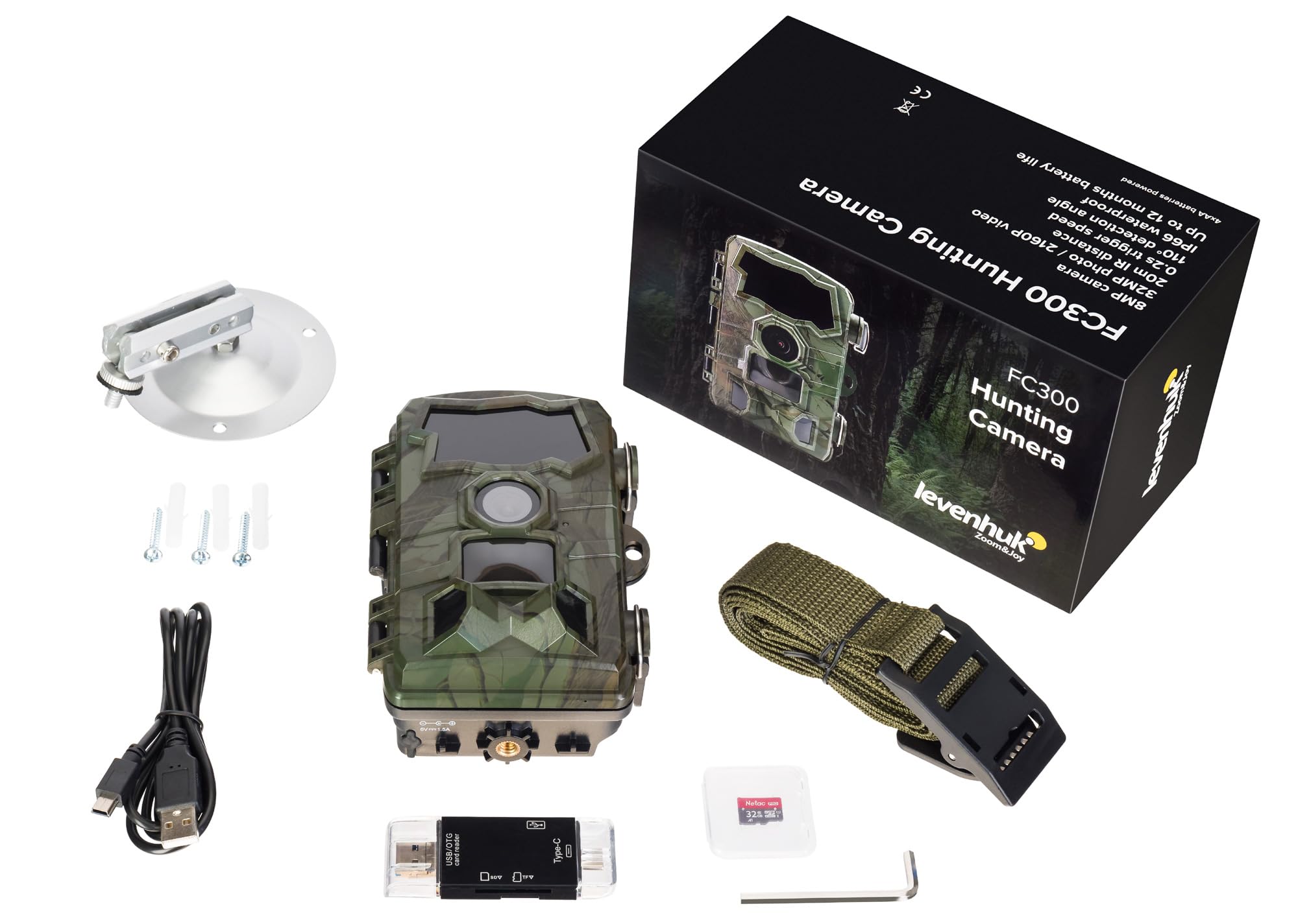 Levenhuk FC300 Wildkamera 8 MP Nachtsicht 110° mit 32 GB