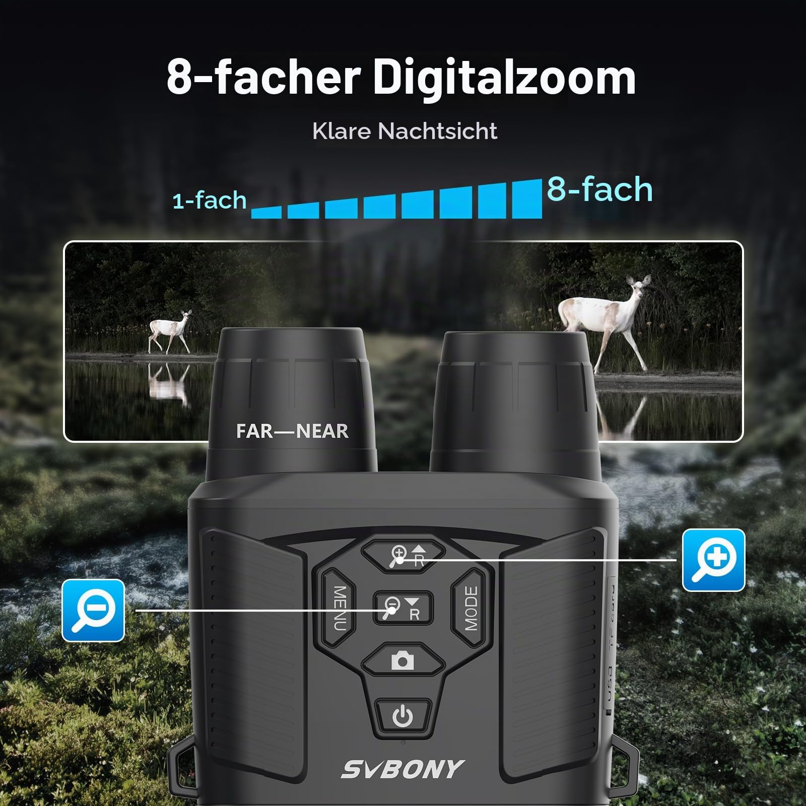 SVBONY SA206 Nachtsichtgerät 8X 300m 4K mit 32GB Karte