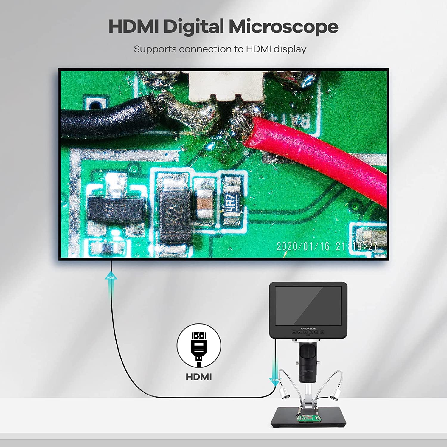 Andonstar AD246S-M Lötmikroskop 3 Objektive LCD HDMI