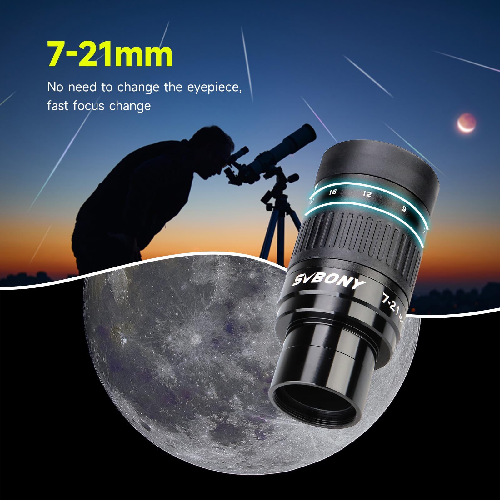 SVBONY SV135 Zoom-Okular 7-21mm 1,25 Zoll 57°-40° Weitwinkel
