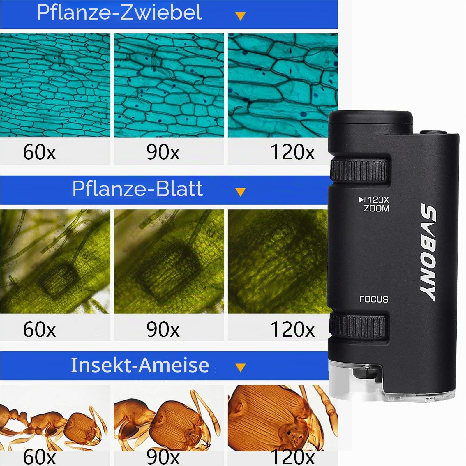 SVBONY SV603 Taschenmikroskop Mini für unterwegs