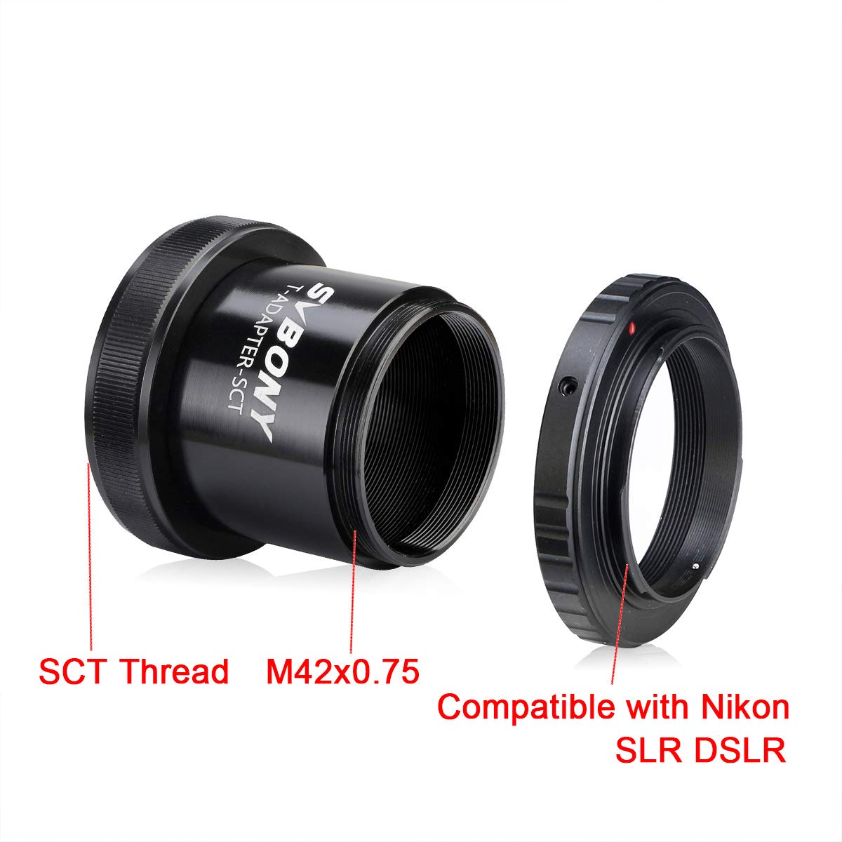 SVBONY SV167 SCT Kameraadapter 1,25 Zoll Nikon T2 Aluminium