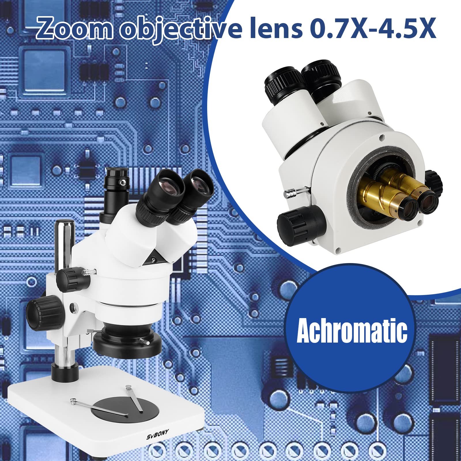 Svbony SM402 Stereomikroskop Trinokular 7x-45x LED Ringlicht