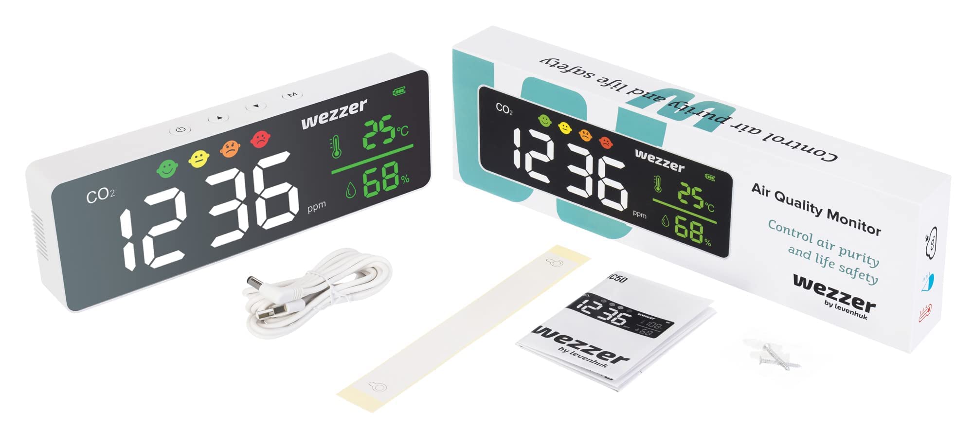 Levenhuk Wezzer Air MC50 Luftqualitätsmonitor CO2 Komfort LCD