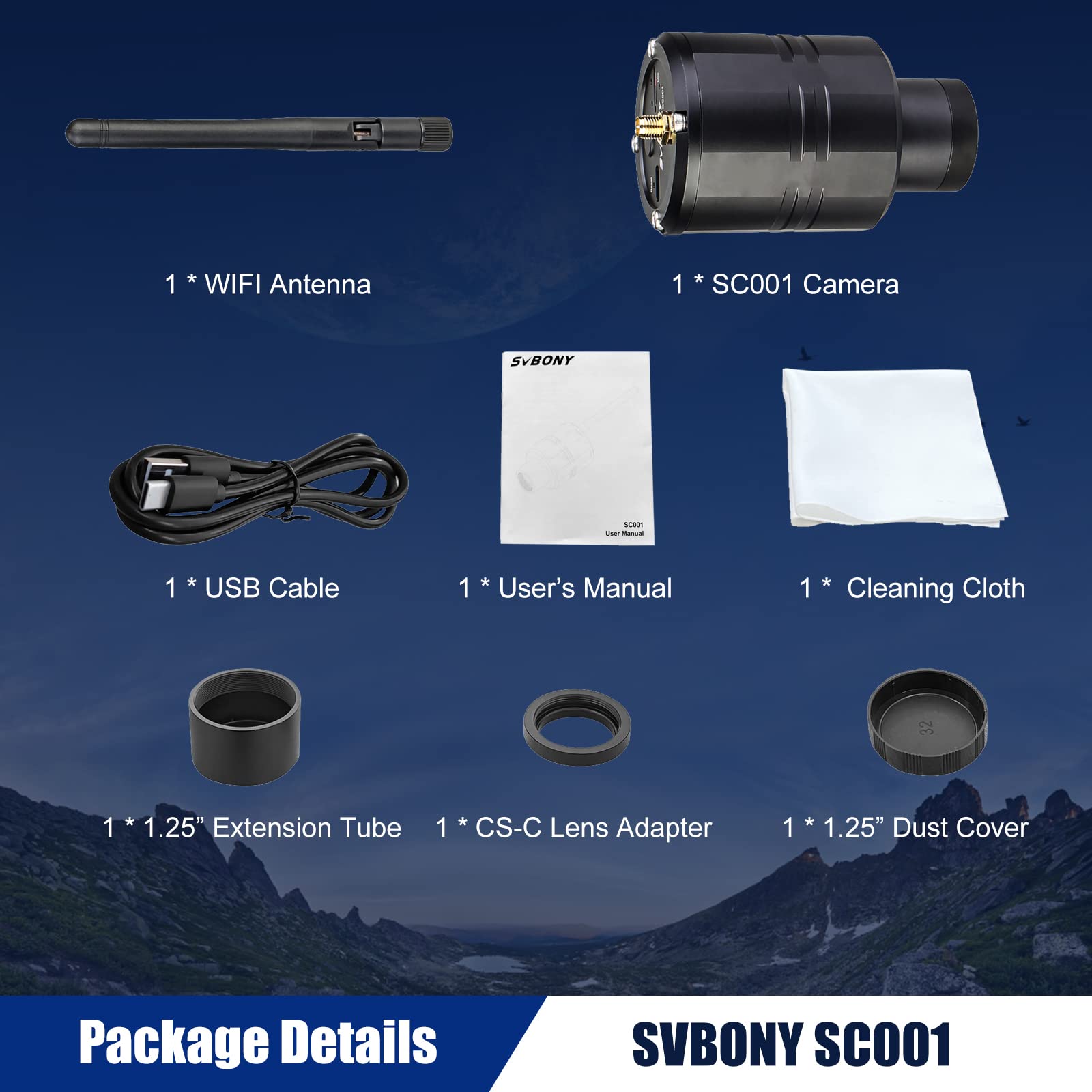 SVBONY SC001 WiFi Spektiv Kamera 2MP 1080P 1,25 Zoll
