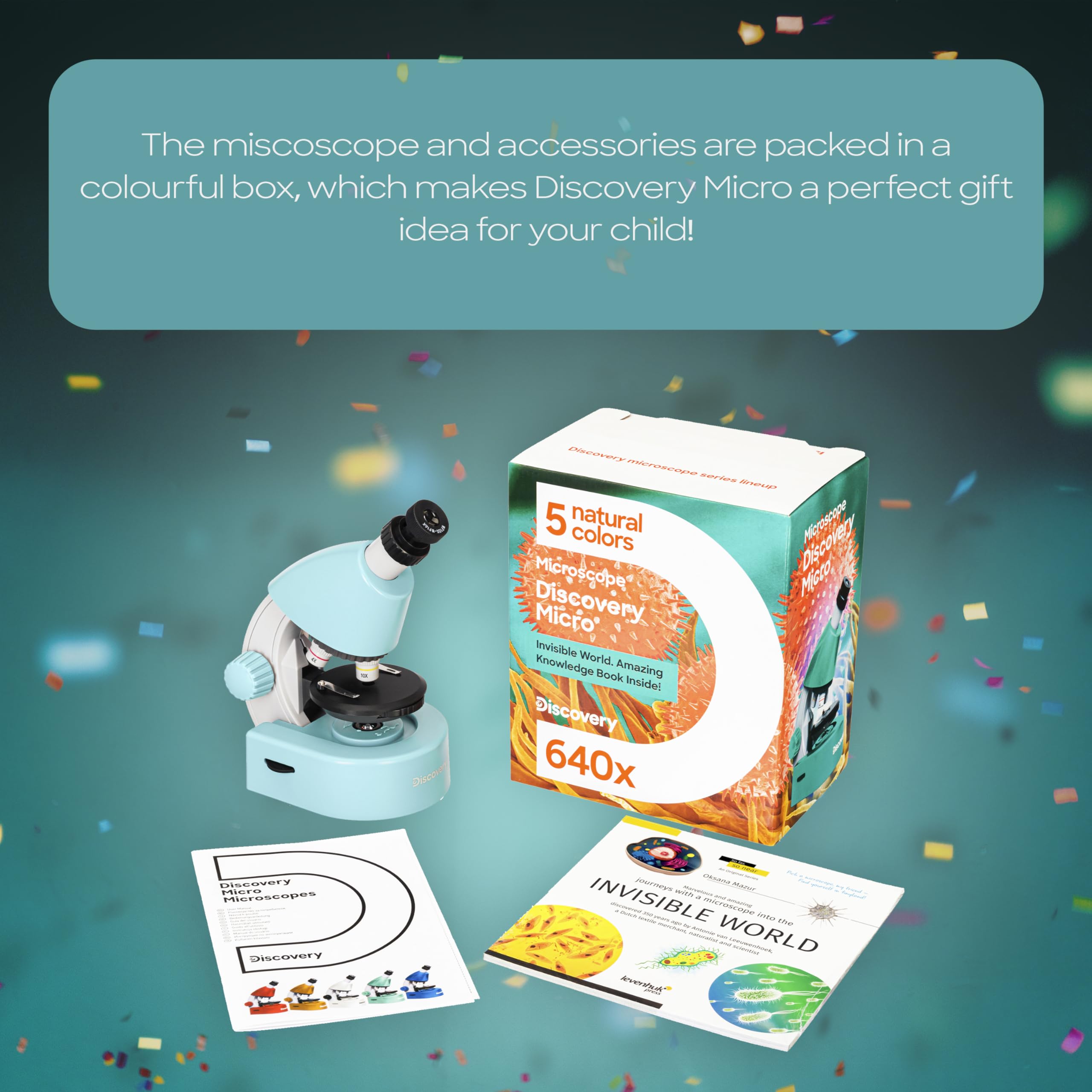 Levenhuk Discovery Micro Marine Mikroskop 40-640x Hellblau