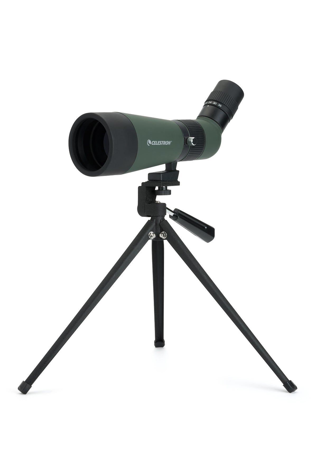Celestron LandScout 12-36x60 Spektiv abgewinkelt mit Stativ