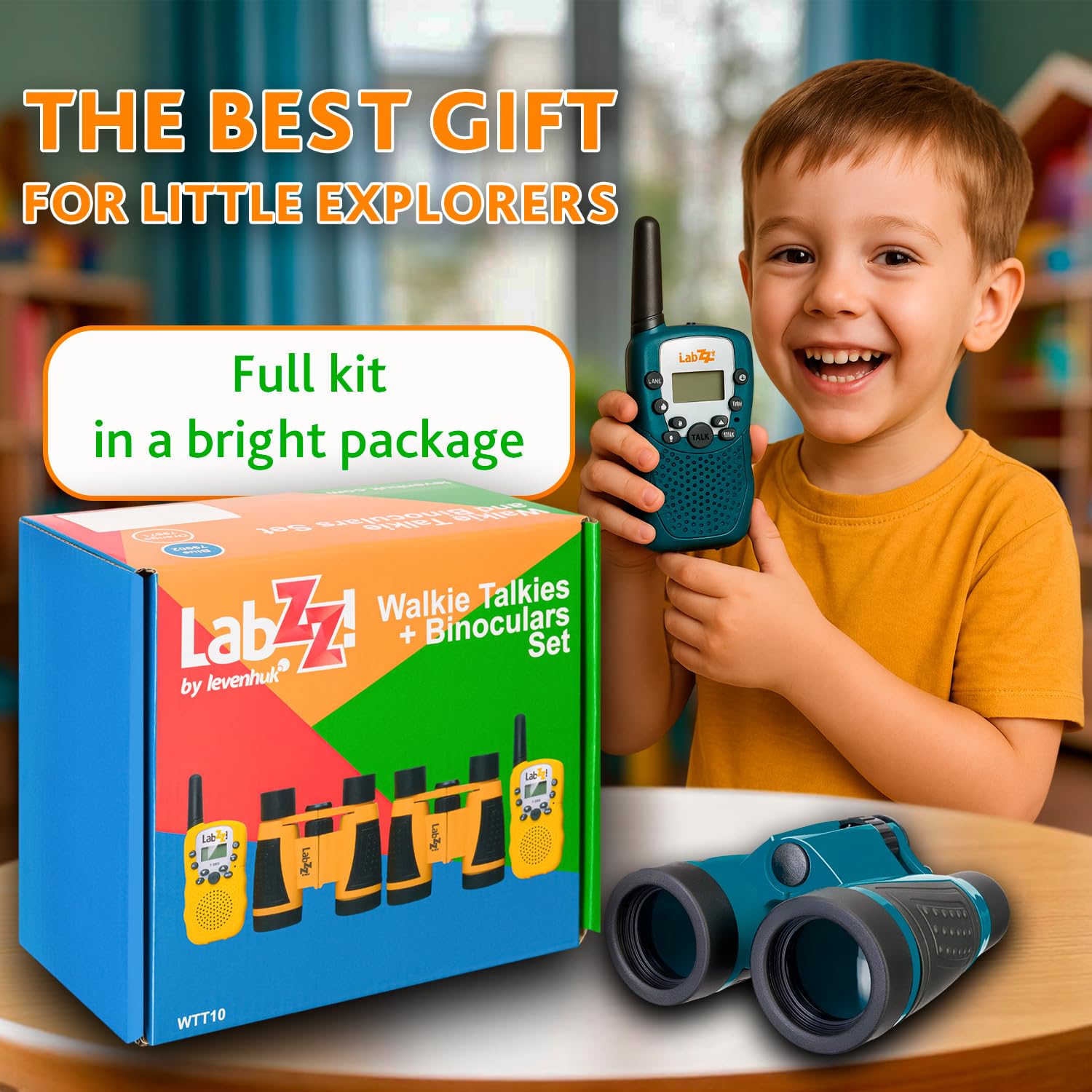 Levenhuk LabZZ WTT10 Set Walkie Talkie Fernglas Blau