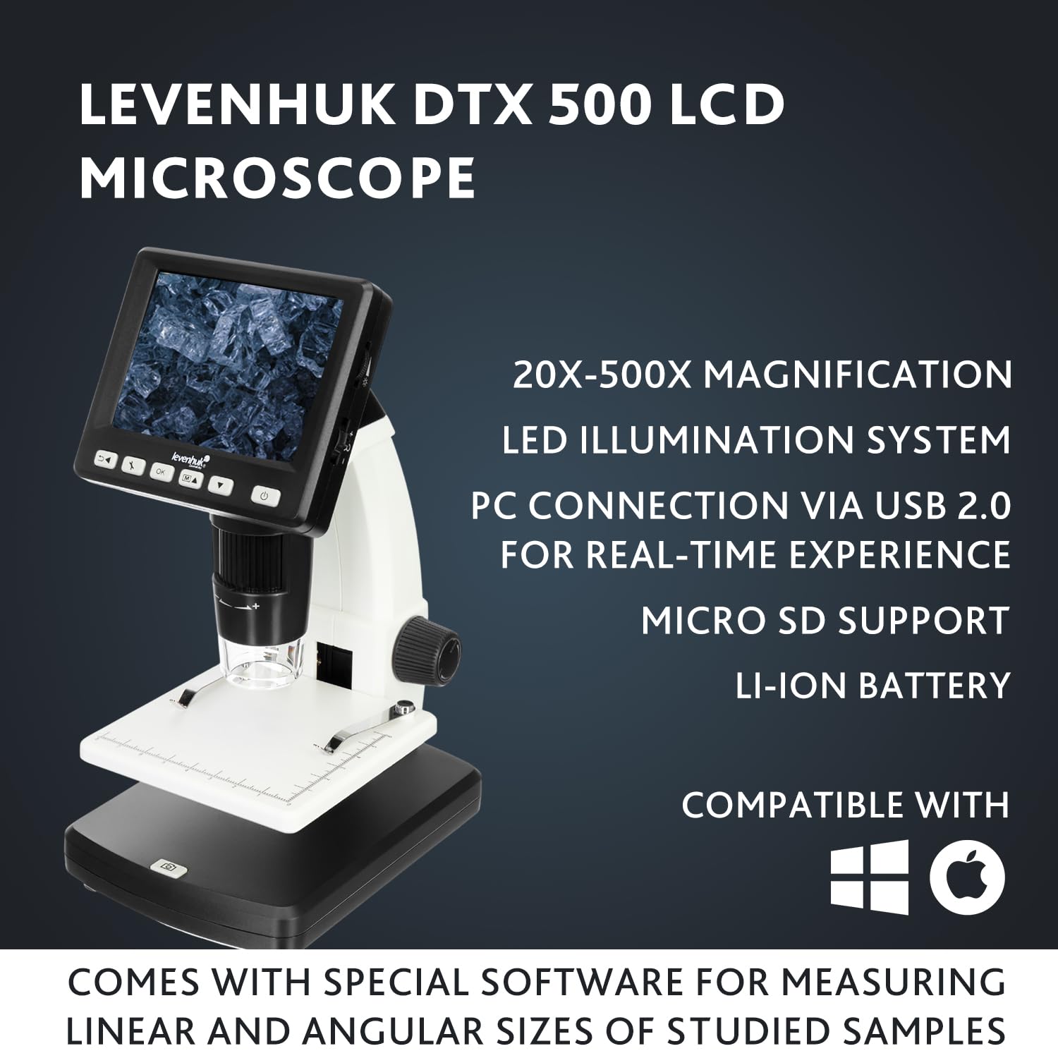 Levenhuk DTX 500 LCD Digitalmikroskop 20-500x 3,5 Zoll