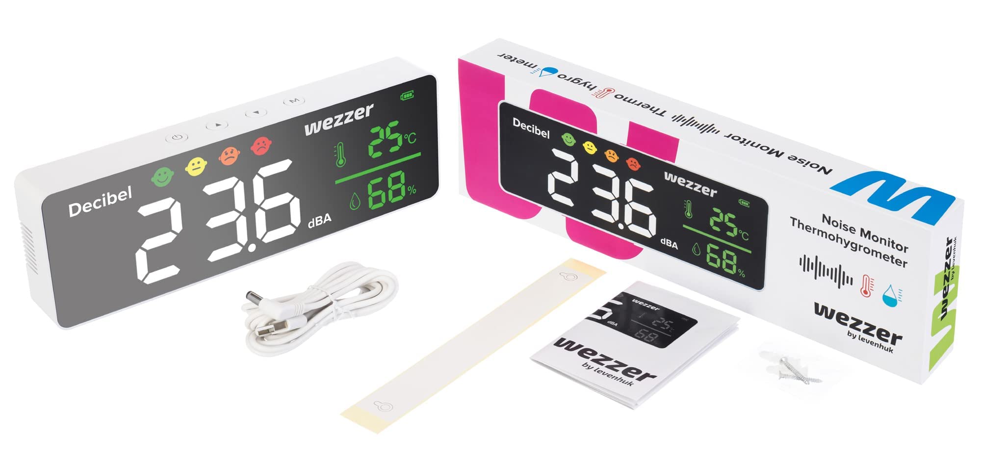 Levenhuk Wezzer Teo TH70 Thermohygrometer Geräusch Farbdisplay