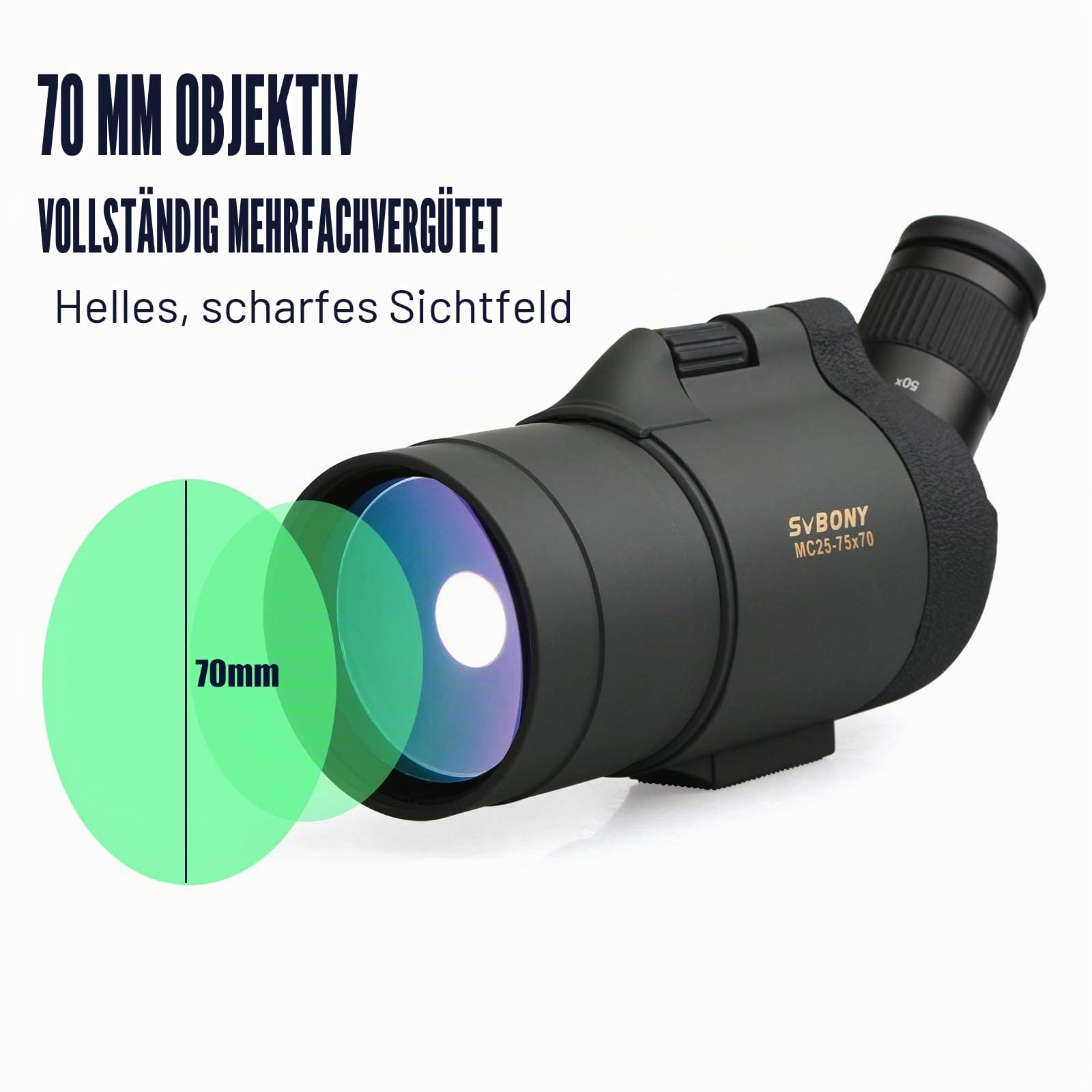 SVBONY SV41 Mak Spektiv 25-75x70 Zoom Wasserdicht mit Stativ
