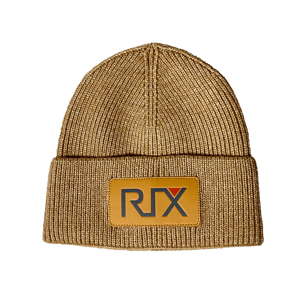RIX Beanie Mütze schwarz Wintermütze mit Leder-Logo