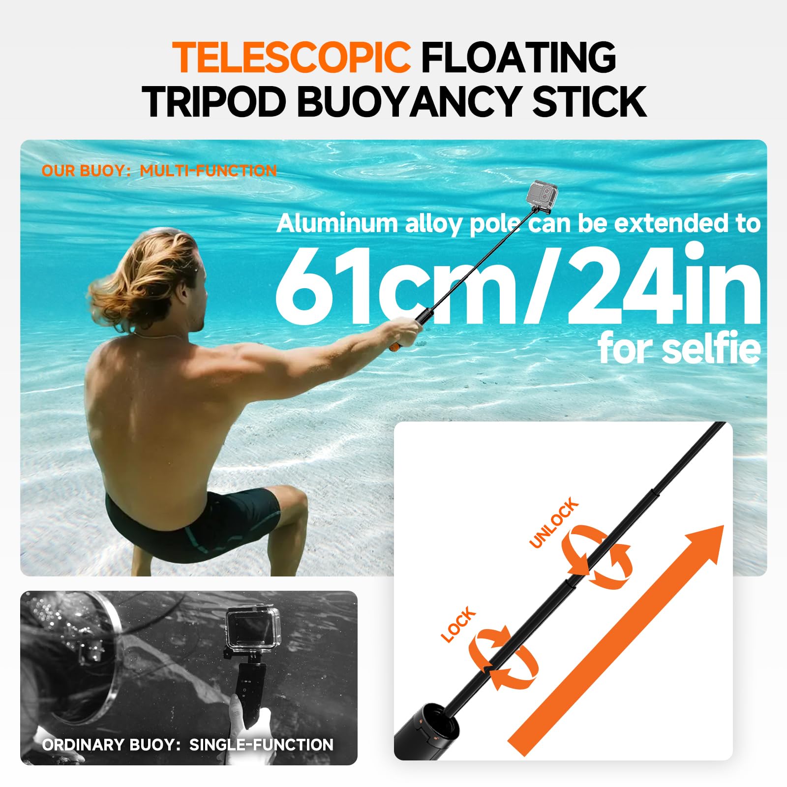 Svbony Selfie-Stick Wasserdicht 61cm Schwimm-Stativ