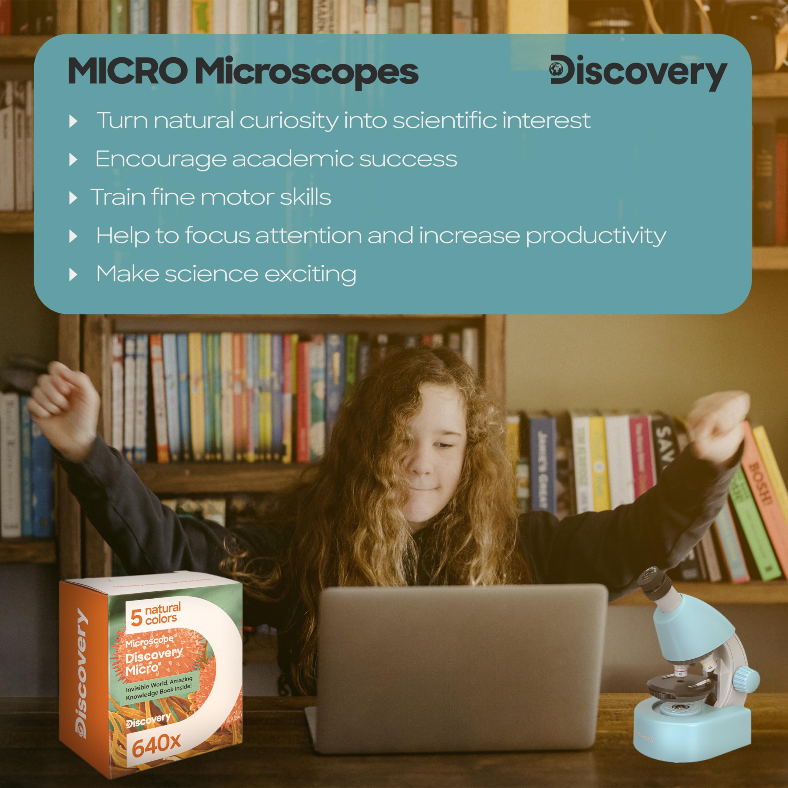 Levenhuk Discovery Micro Marine Mikroskop 40-640x Hellblau