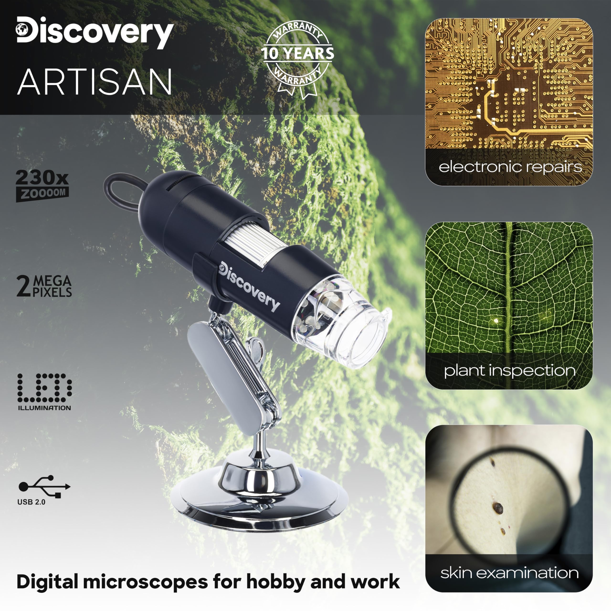 Levenhuk Discovery Artisan 16 Digitalmikroskop 20-230x 2MP