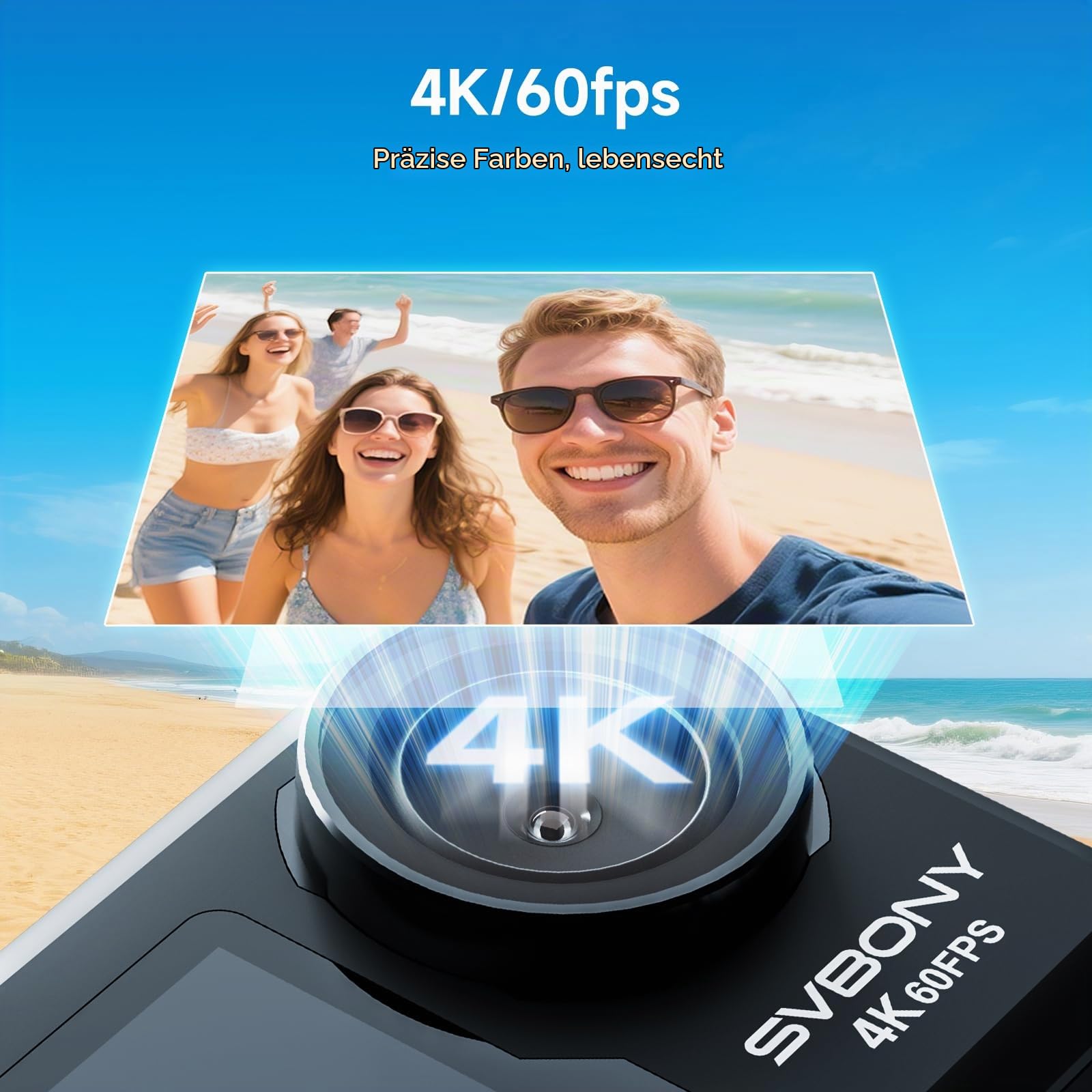 Svbony ACT20 4K 60FPS Actioncam Dual-Display 12m