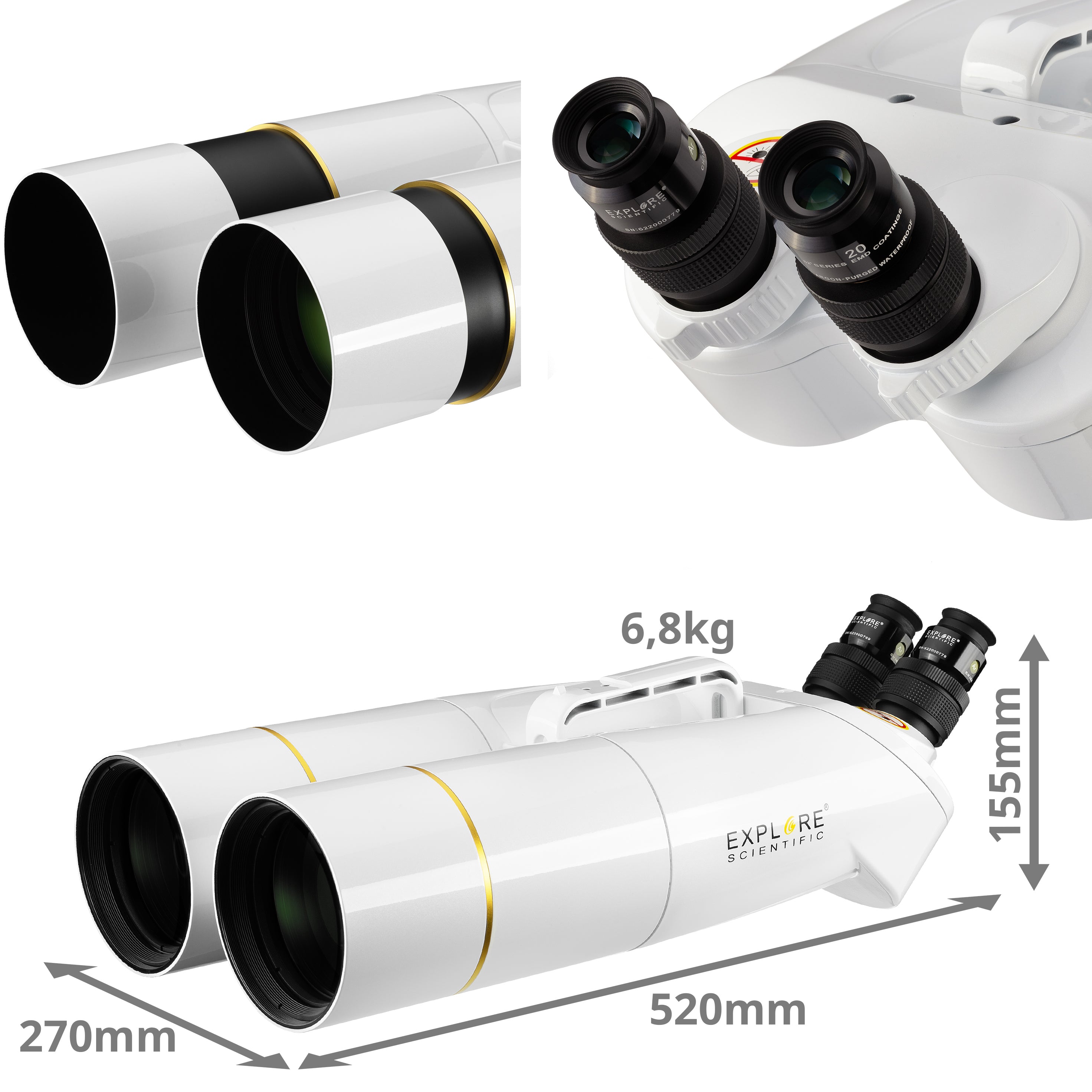 Explore Scientific BT-100 SF Großfernglas 100mm 28x Astronomie