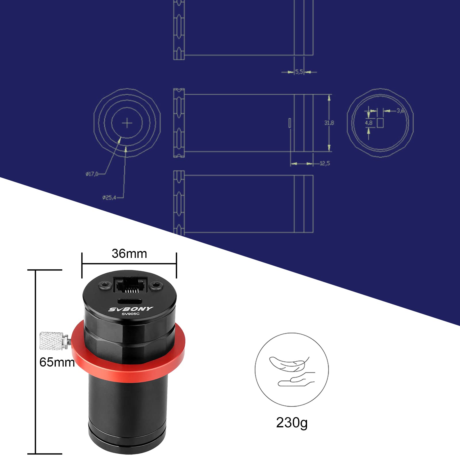 SVBONY Astro Cameras SV905C Teleskopkamera 1,25" Guiding