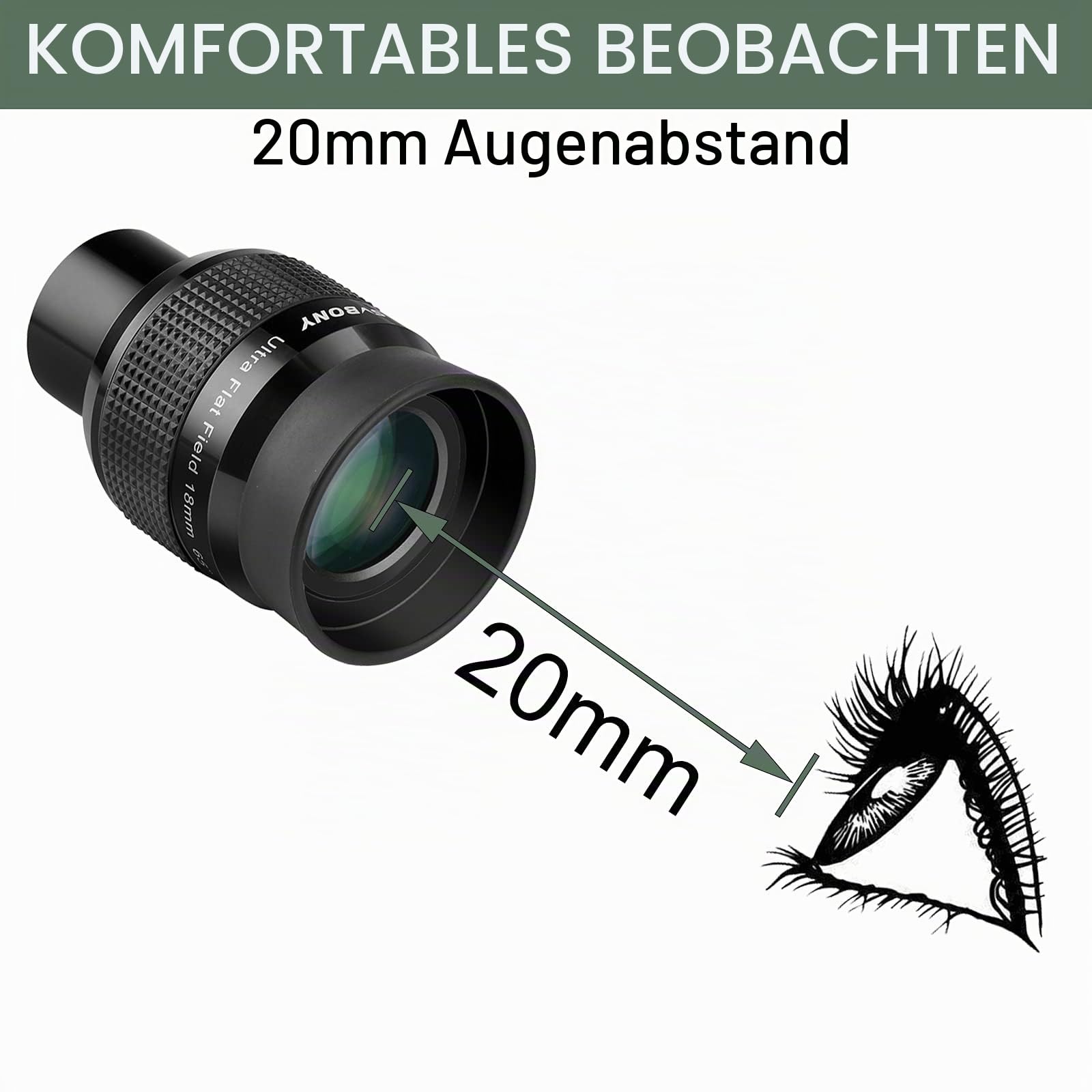 Svbony SV190 UF18mm Okular 1,25 Zoll 65° Flachfeld