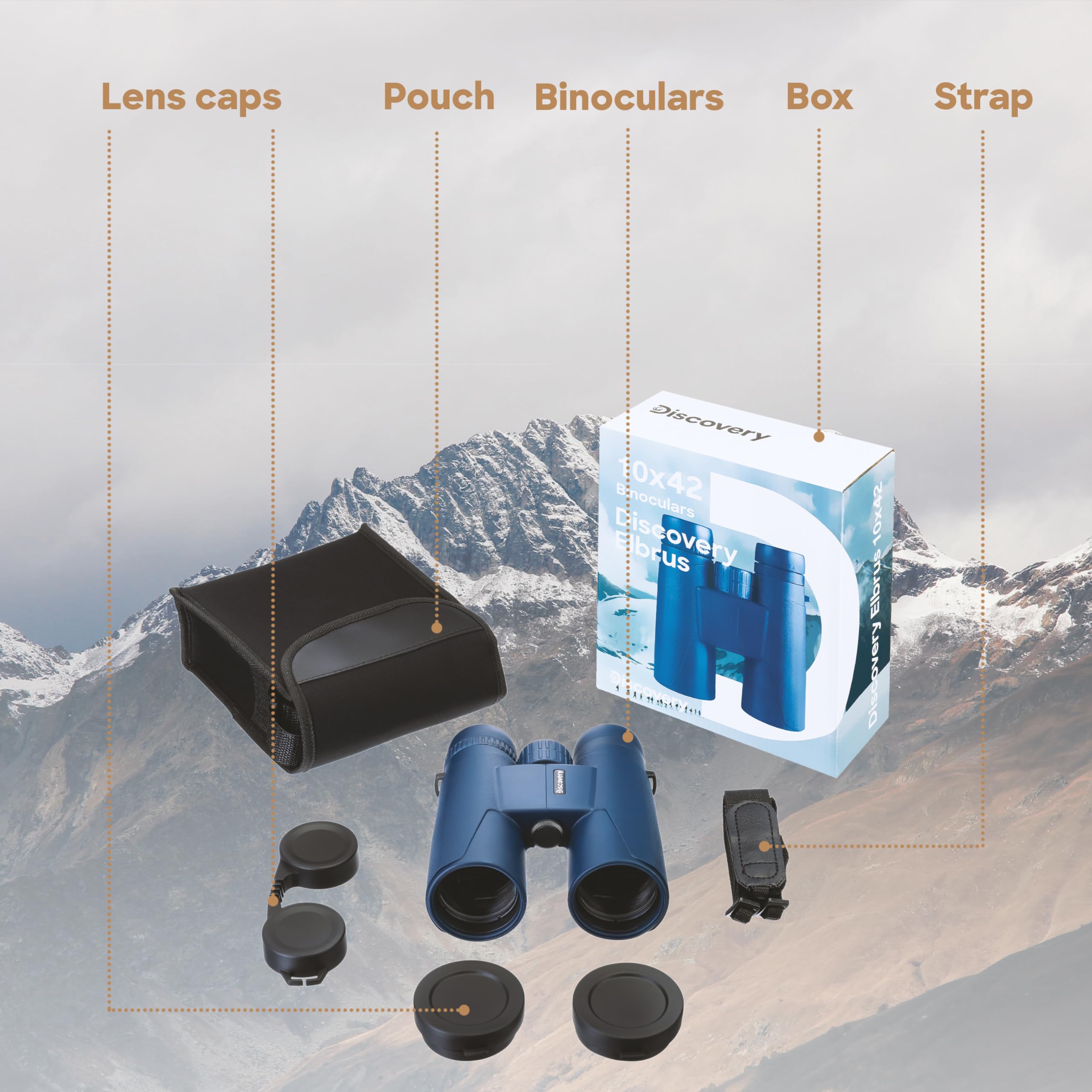 Discovery Elbrus 10x42 Fernglas kompakt mit Tasche