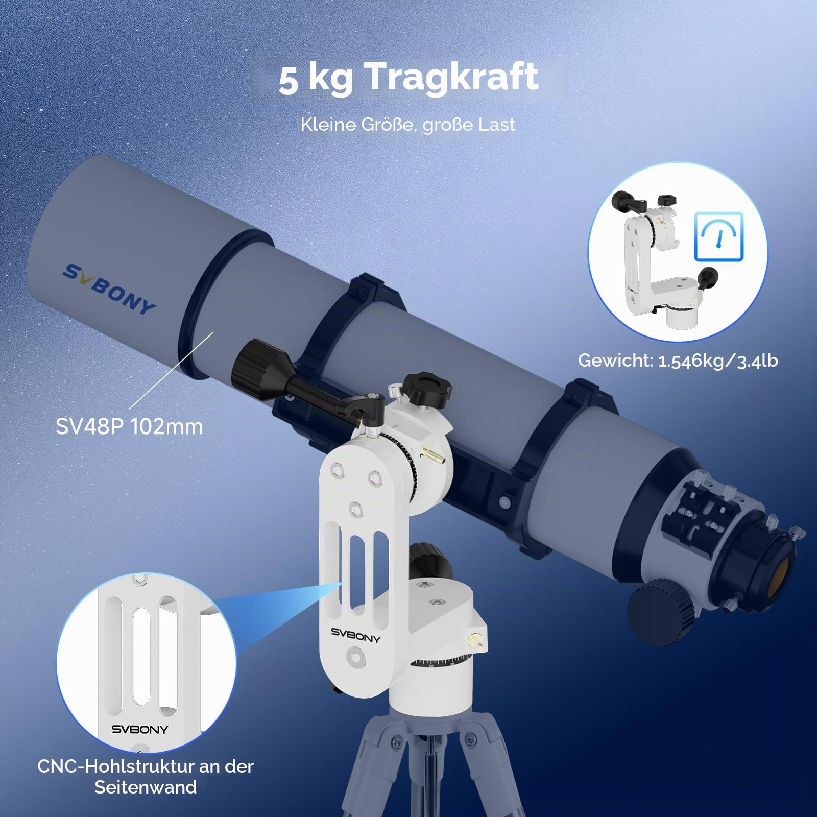 SVBONY SV225 Mini Alt-Az Montierung 5kg Teleskopkopf